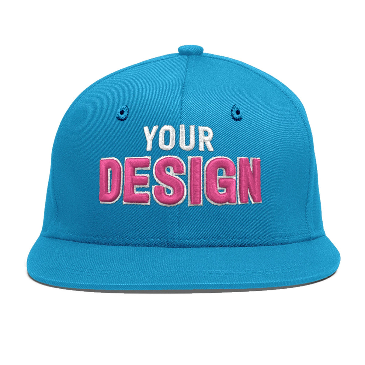 Custom Light Blue 3D Puff Embroidery Flat Embroidery Casual Sport Baseball Cap