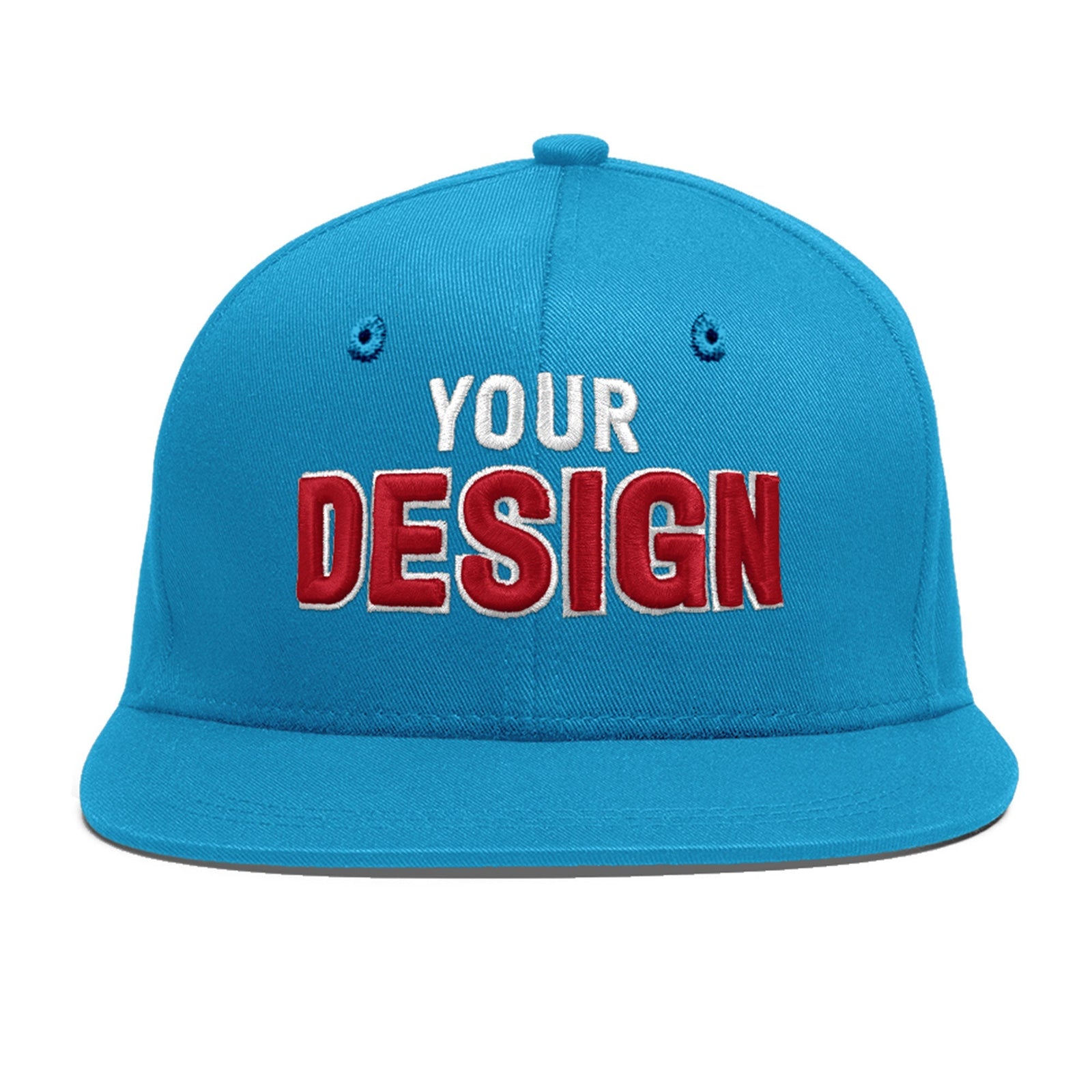 Custom Light Blue 3D Puff Embroidery Flat Embroidery Casual Sport Baseball Cap
