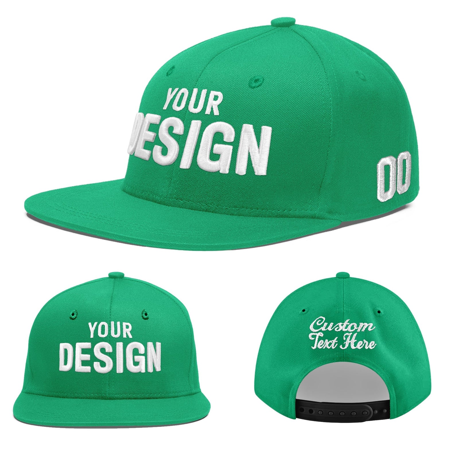 Custom Aqua 3D Puff Embroidery Flat Embroidery Casual Sport Baseball Cap