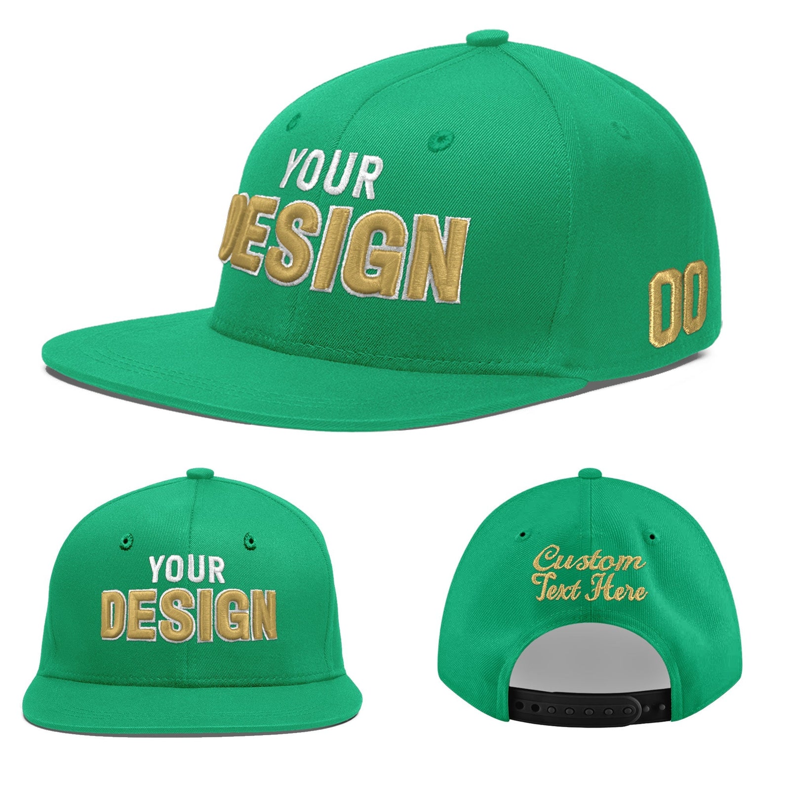 Custom Aqua 3D Puff Embroidery Flat Embroidery Casual Sport Baseball Cap