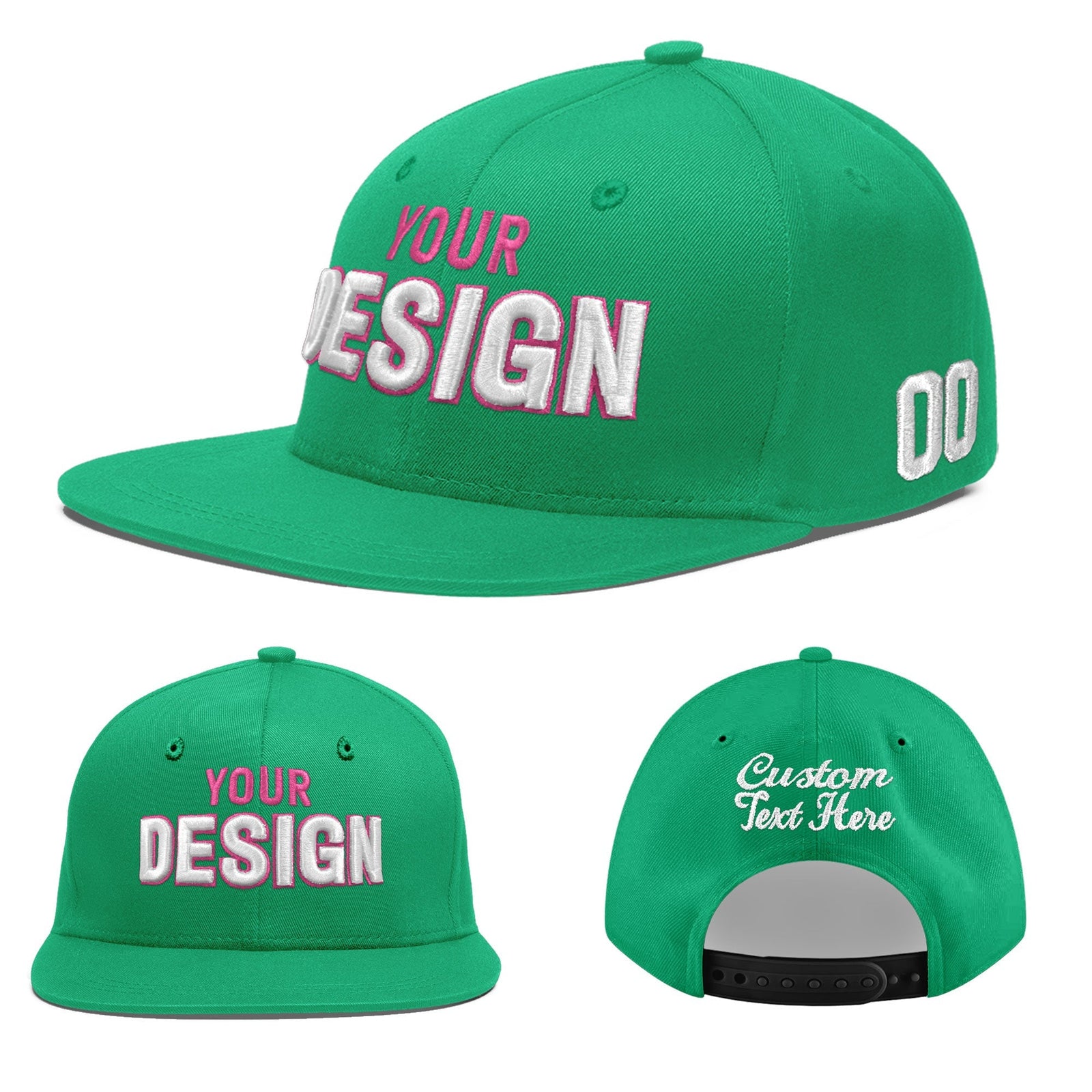 Custom Aqua 3D Puff Embroidery Flat Embroidery Casual Sport Baseball Cap
