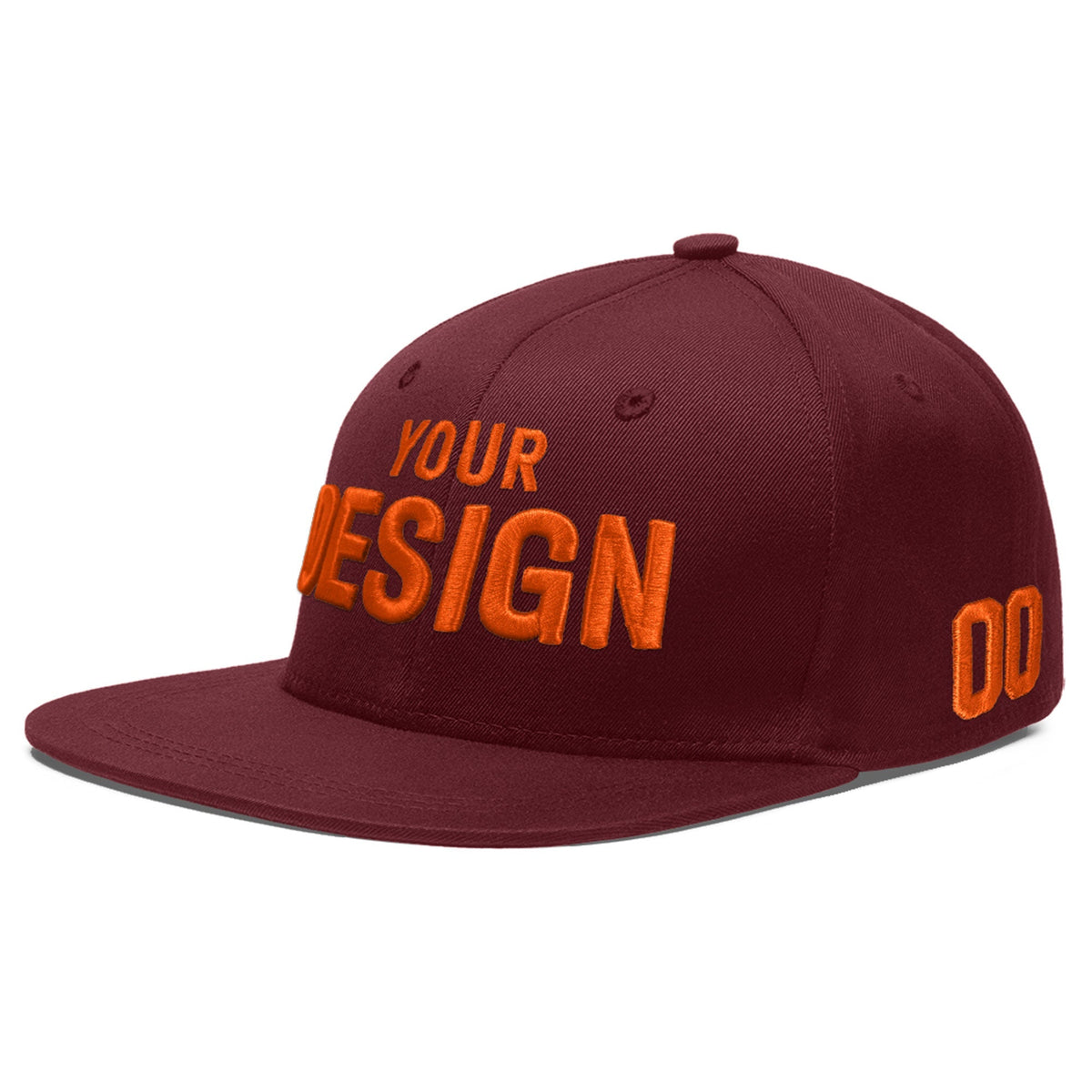 Custom Maroon 3D Puff Embroidery Flat Embroidery Casual Sport Baseball Cap