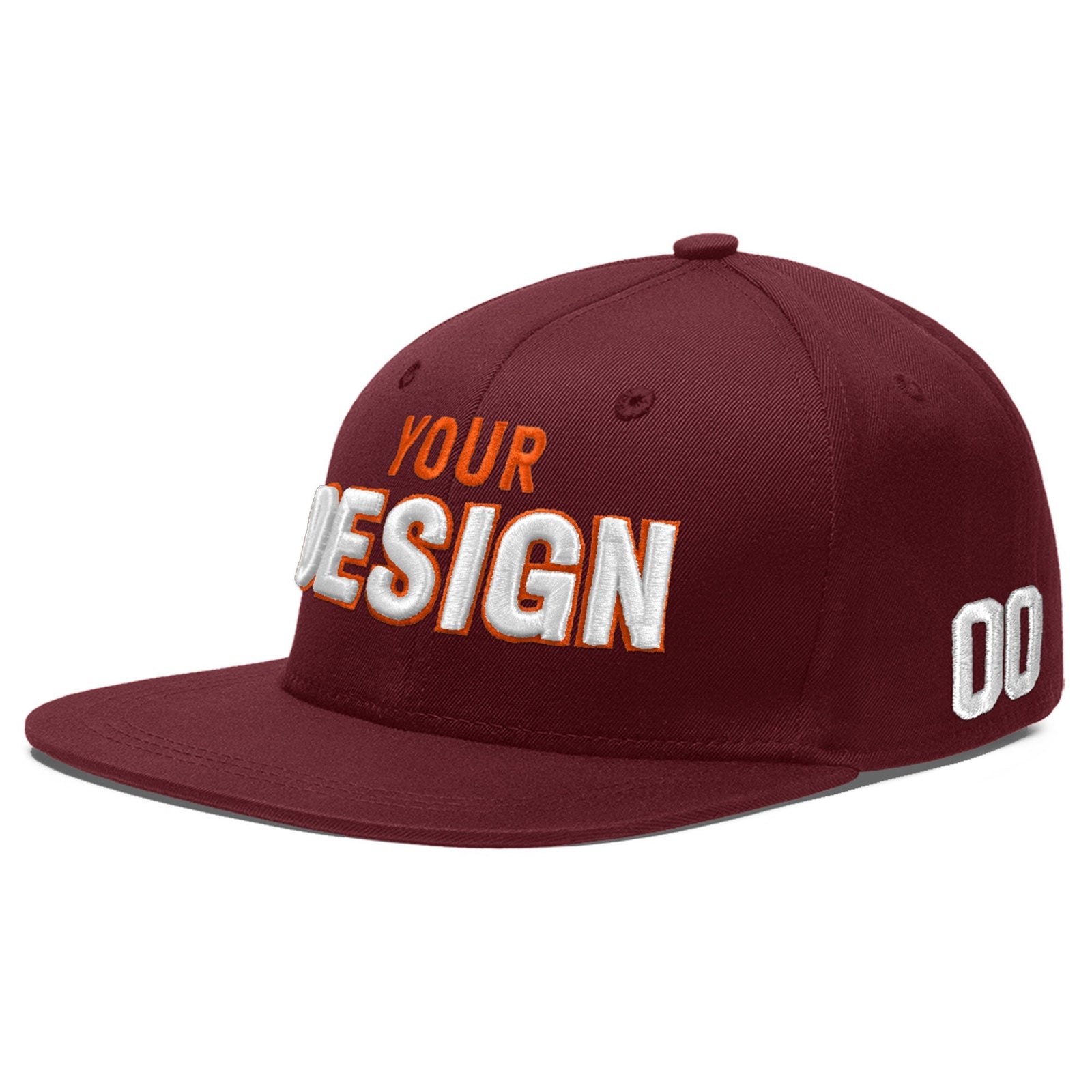Custom Maroon 3D Puff Embroidery Flat Embroidery Casual Sport Baseball Cap