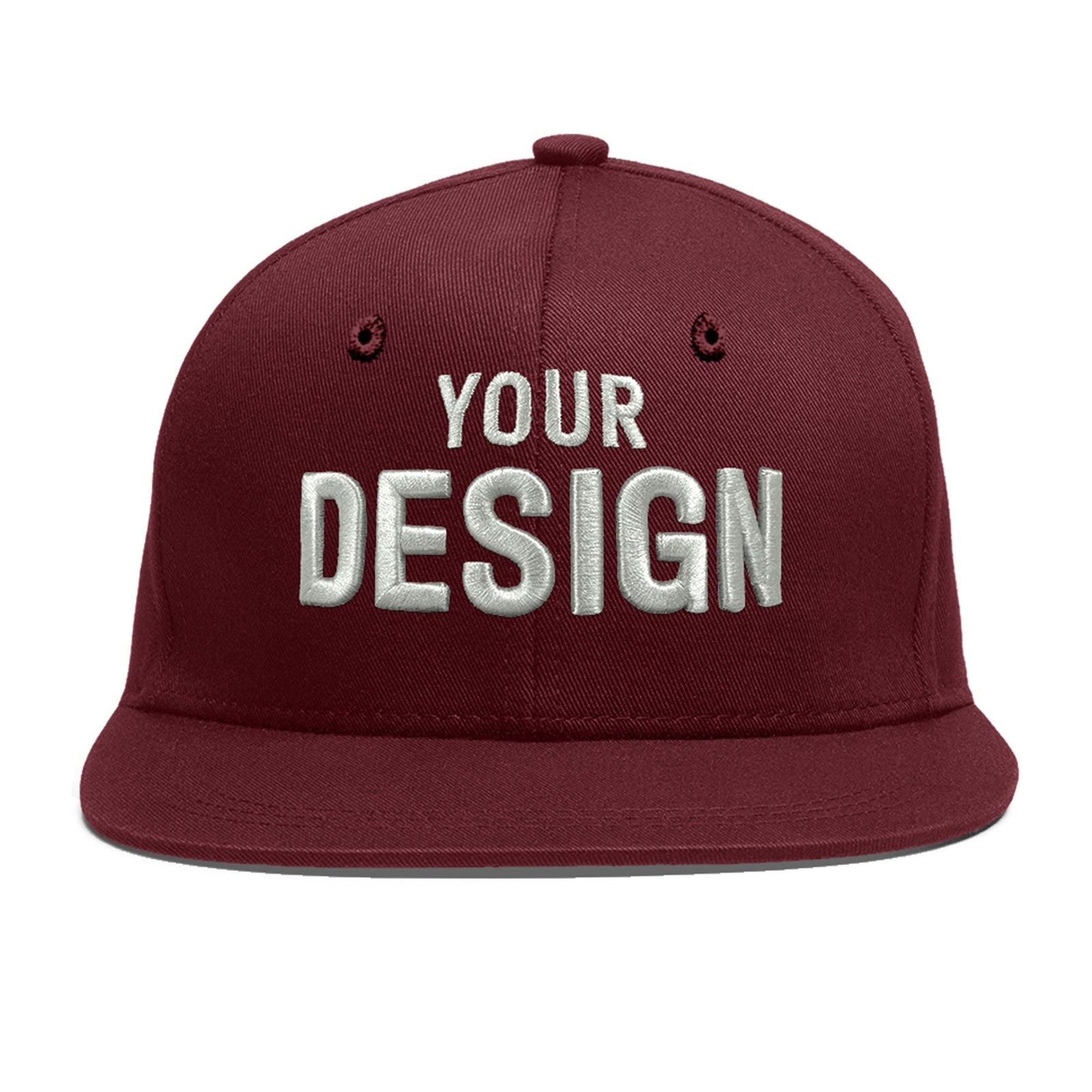 Custom Maroon 3D Puff Embroidery Flat Embroidery Casual Sport Baseball Cap