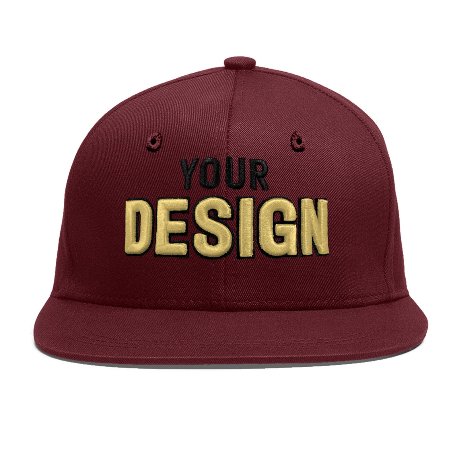 Custom Maroon 3D Puff Embroidery Flat Embroidery Casual Sport Baseball Cap