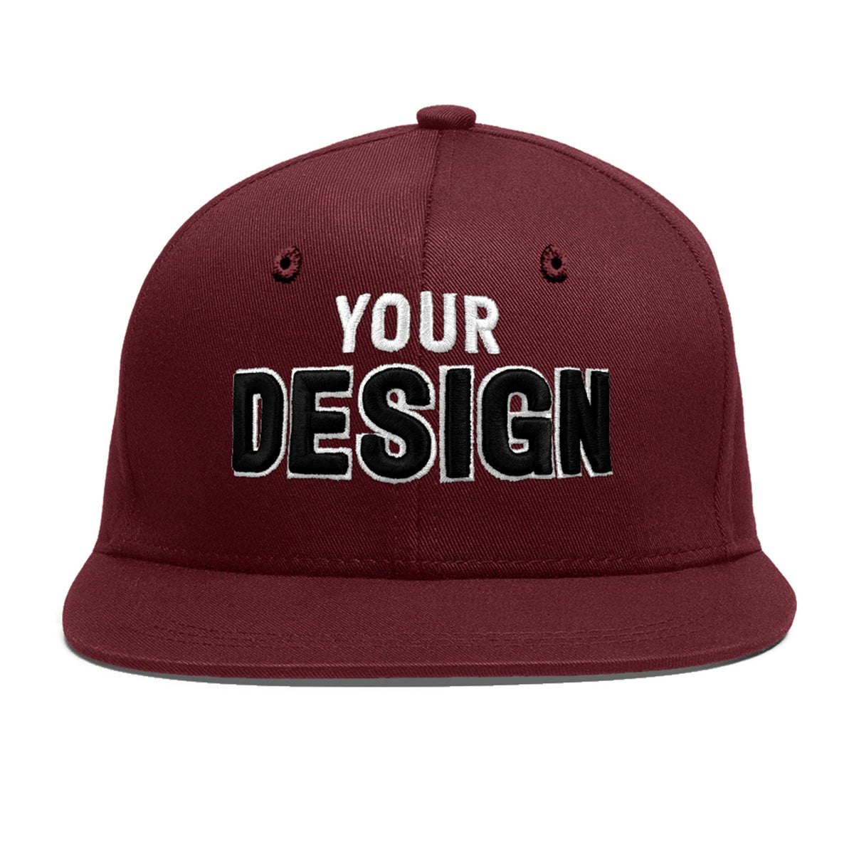 Custom Maroon 3D Puff Embroidery Flat Embroidery Casual Sport Baseball Cap