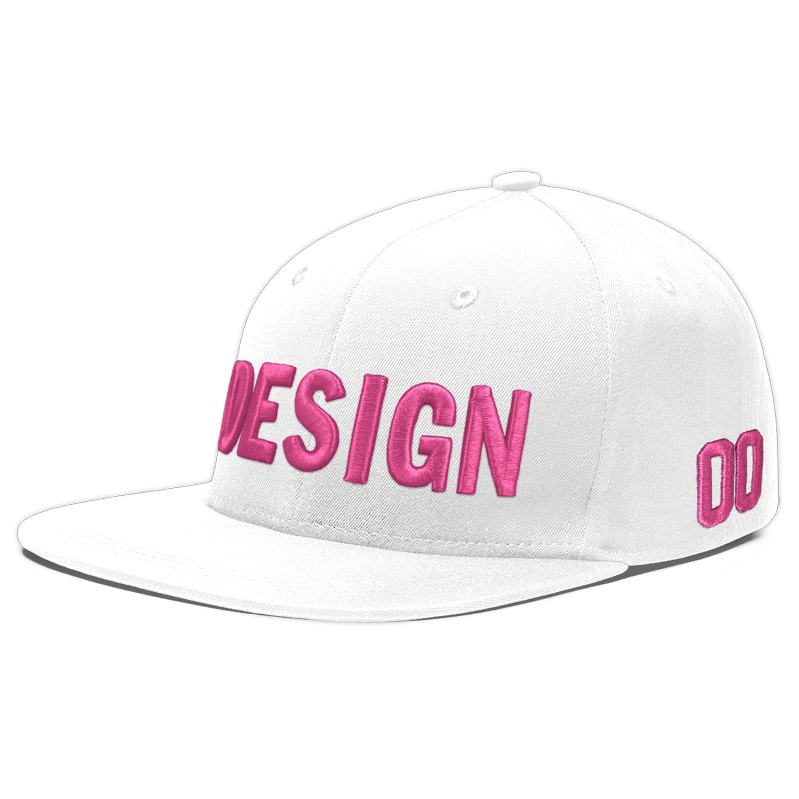 Custom White 3D Puff Embroidery Flat Embroidery Casual Sport Baseball Cap