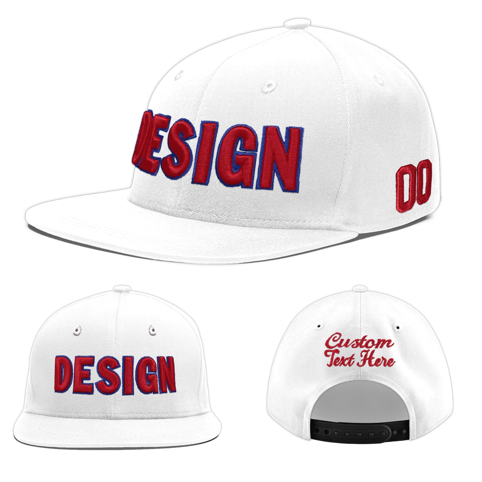 Custom White 3D Puff Embroidery Flat Embroidery Casual Sport Baseball Cap