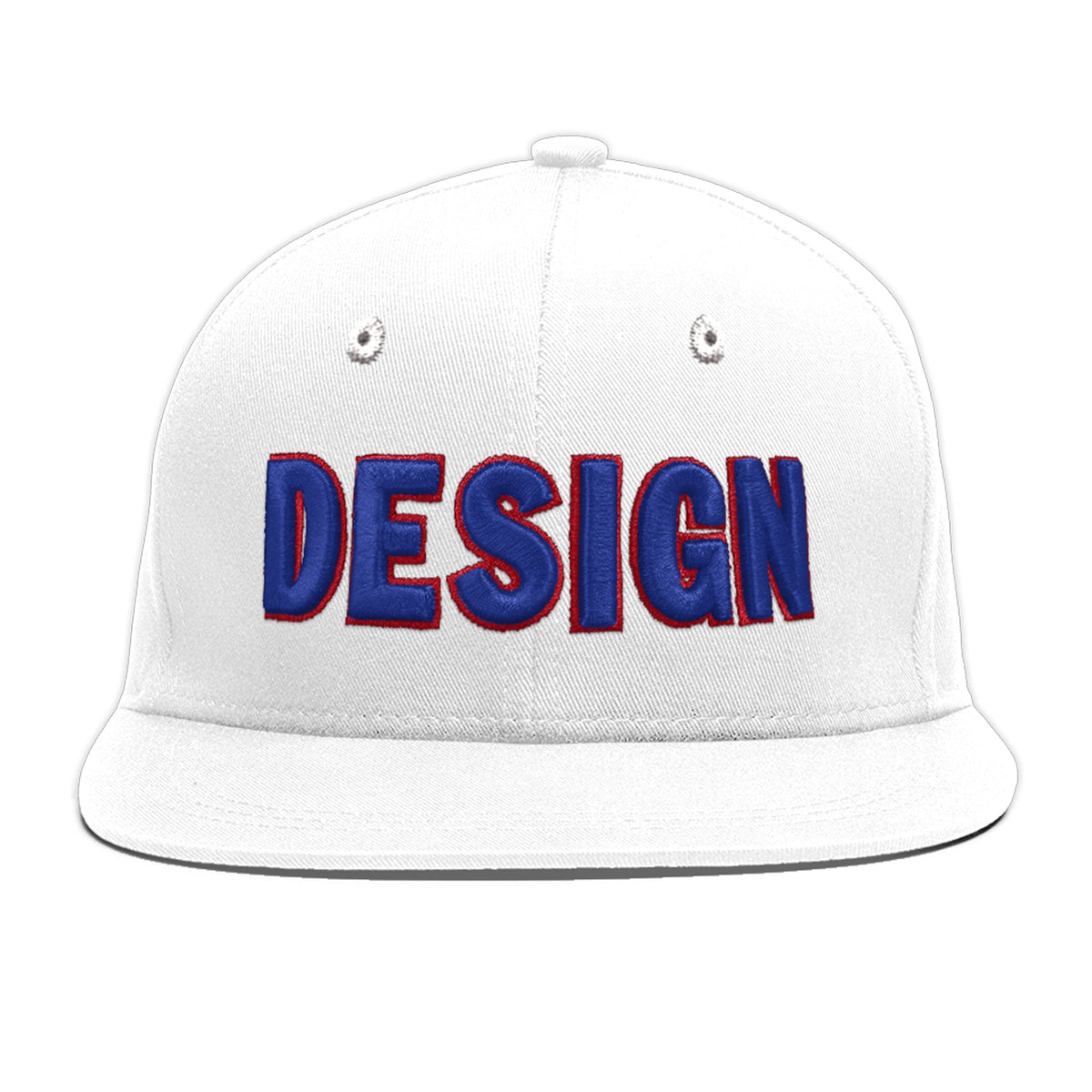 Custom White 3D Puff Embroidery Flat Embroidery Casual Sport Baseball Cap