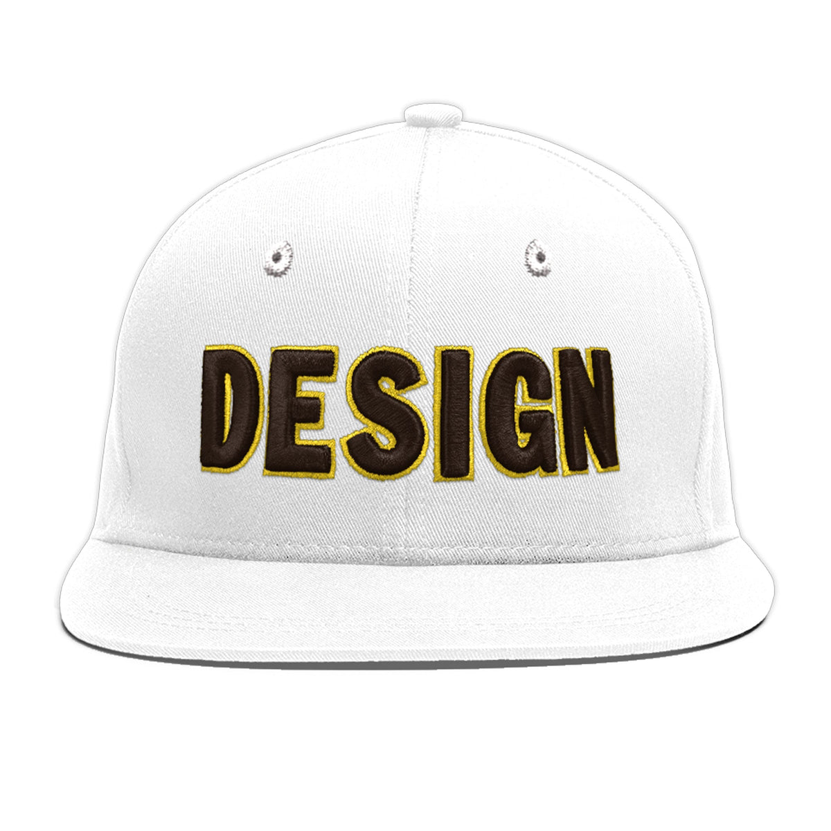 Custom White 3D Puff Embroidery Flat Embroidery Casual Sport Baseball Cap