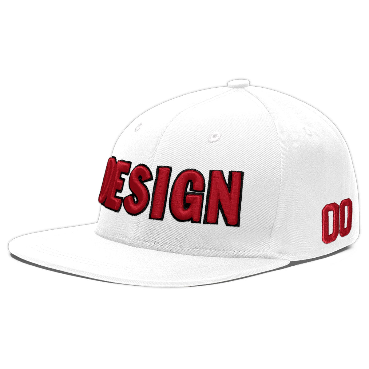Custom White 3D Puff Embroidery Flat Embroidery Casual Sport Baseball Cap
