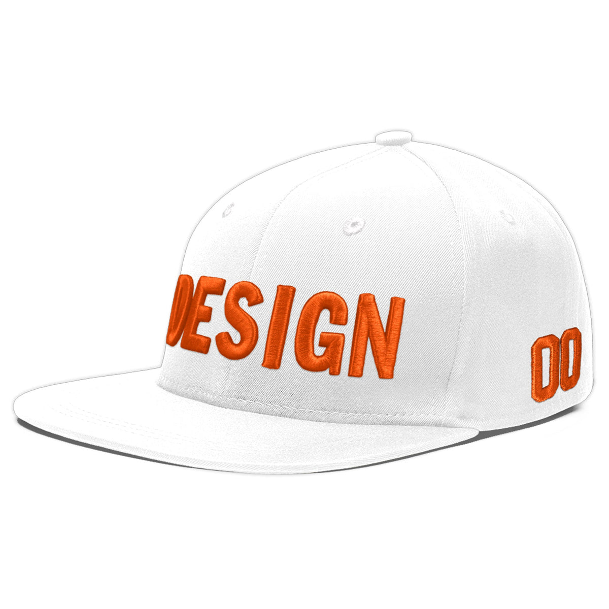 Custom White 3D Puff Embroidery Flat Embroidery Casual Sport Baseball Cap