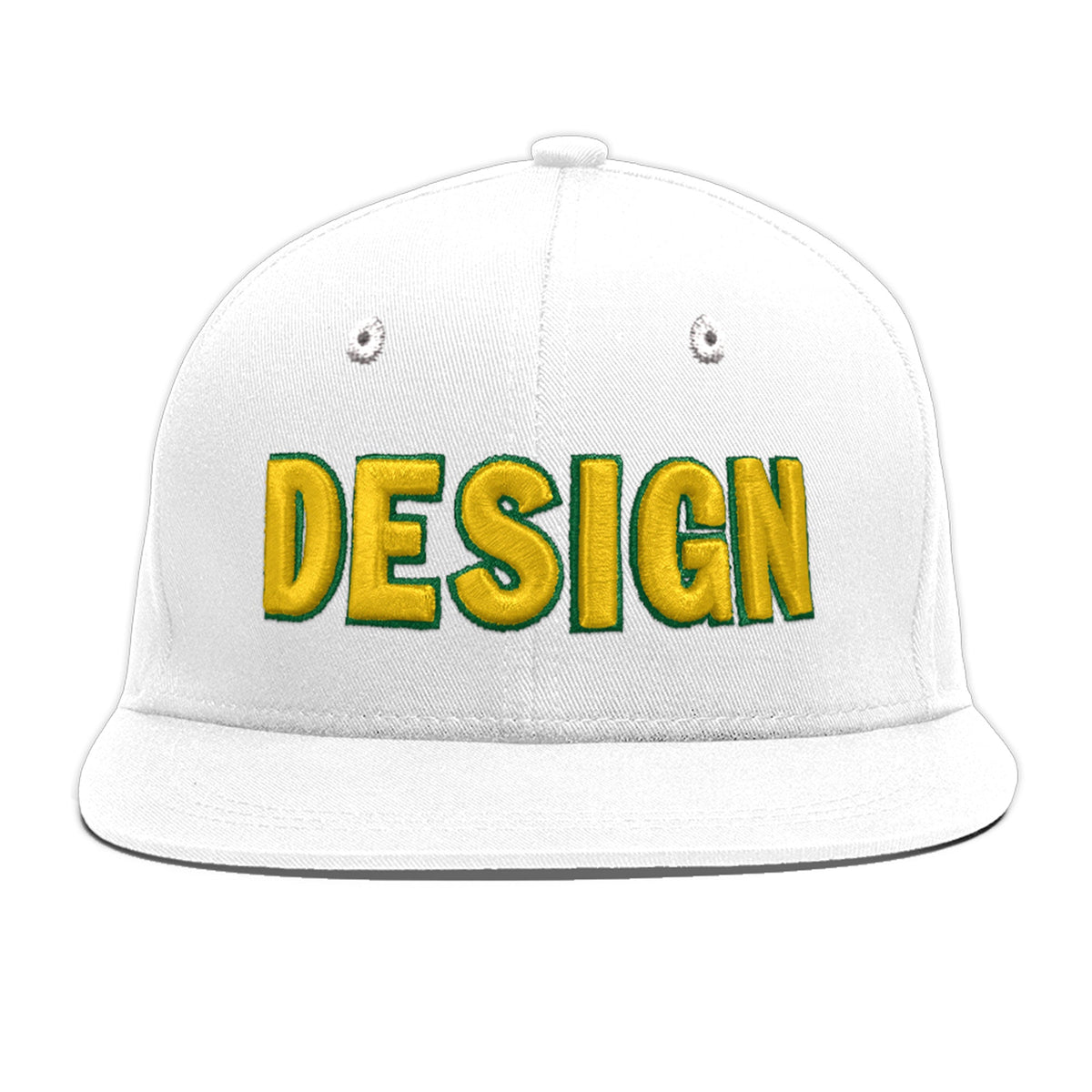 Custom White 3D Puff Embroidery Flat Embroidery Casual Sport Baseball Cap