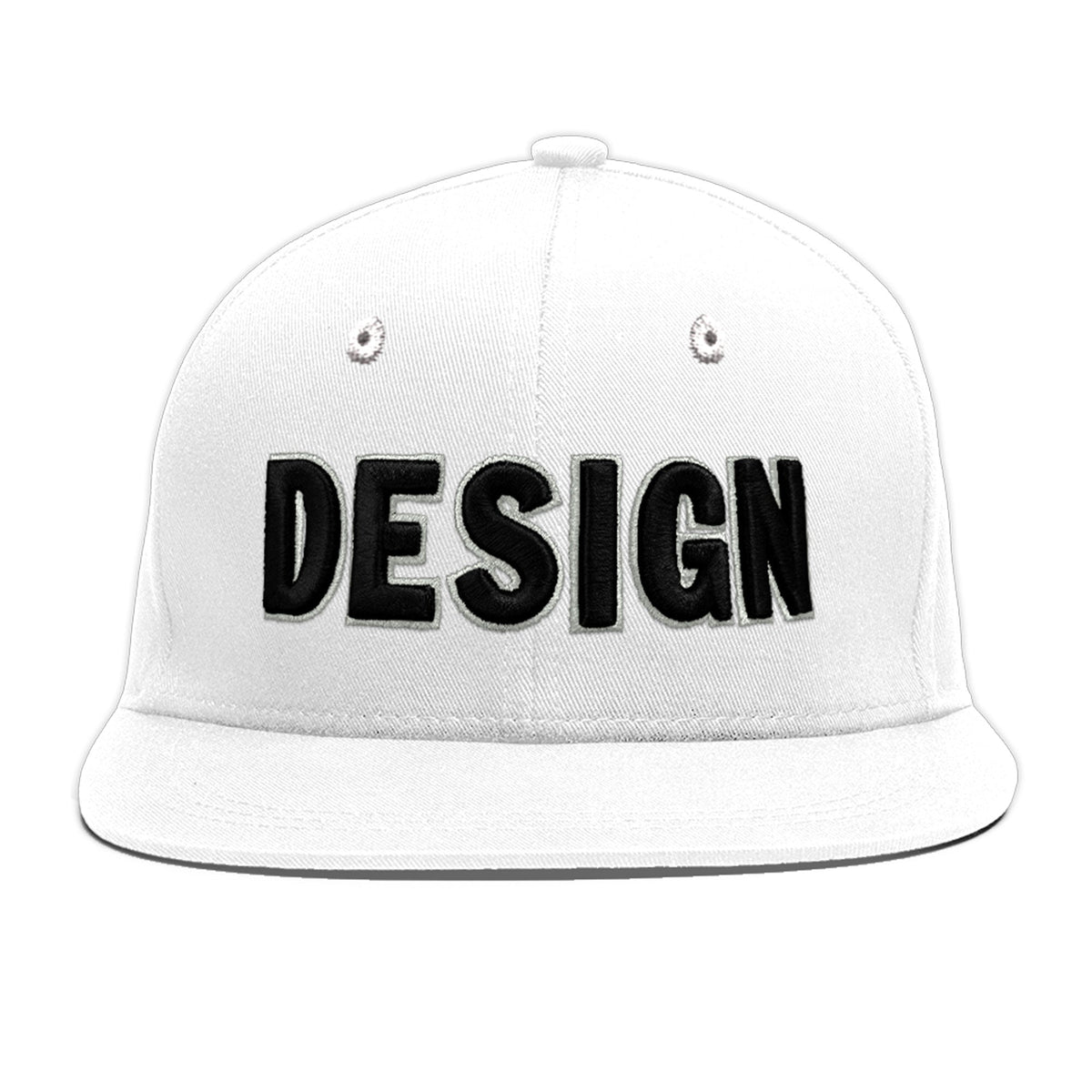 Custom White 3D Puff Embroidery Flat Embroidery Casual Sport Baseball Cap