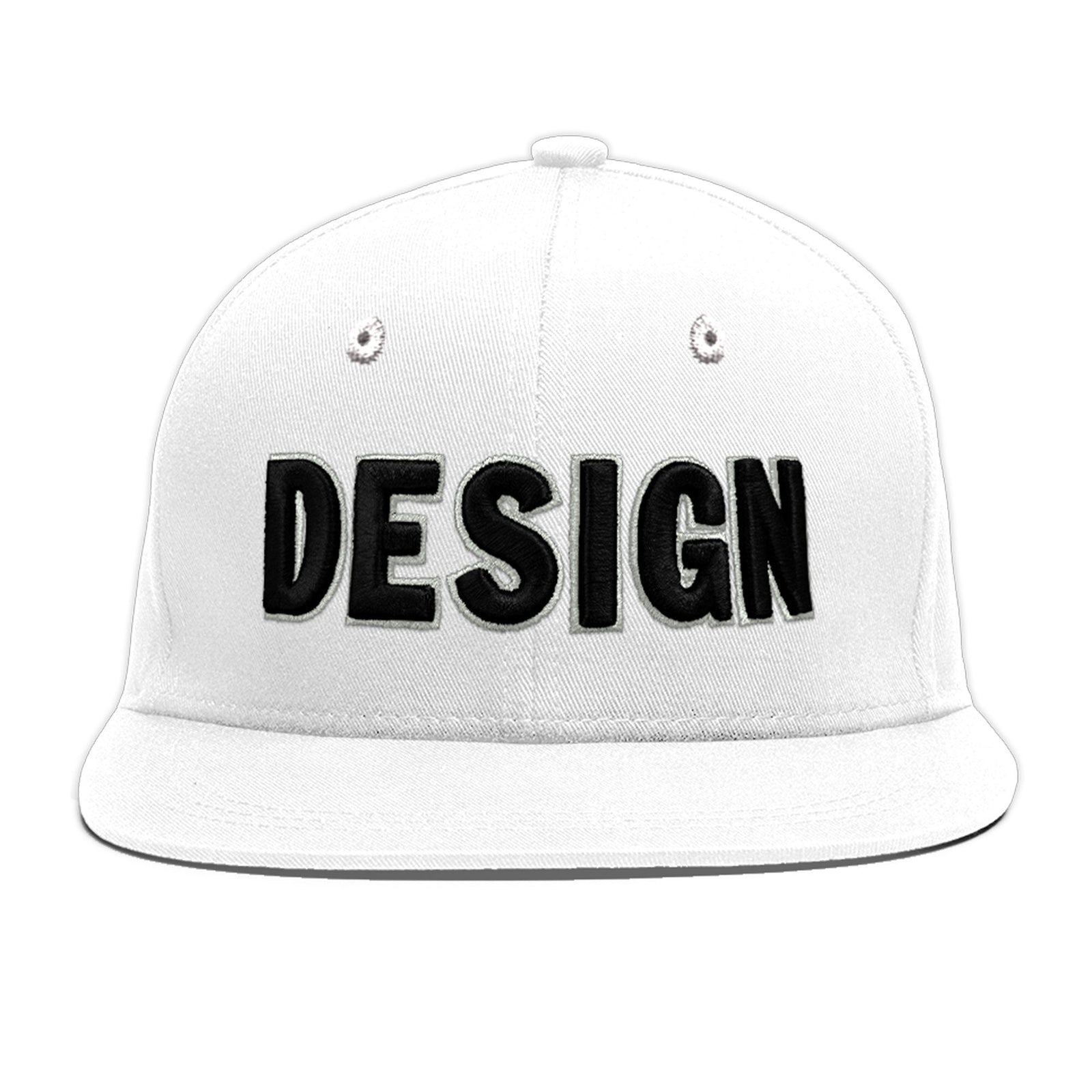 Custom White 3D Puff Embroidery Flat Embroidery Casual Sport Baseball Cap