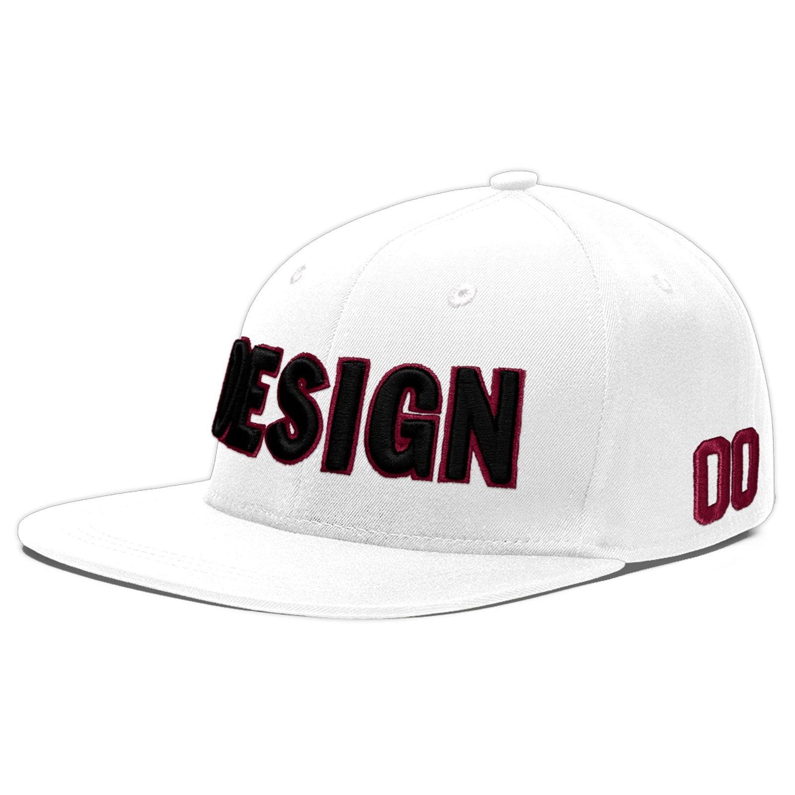 Custom White 3D Puff Embroidery Flat Embroidery Casual Sport Baseball Cap