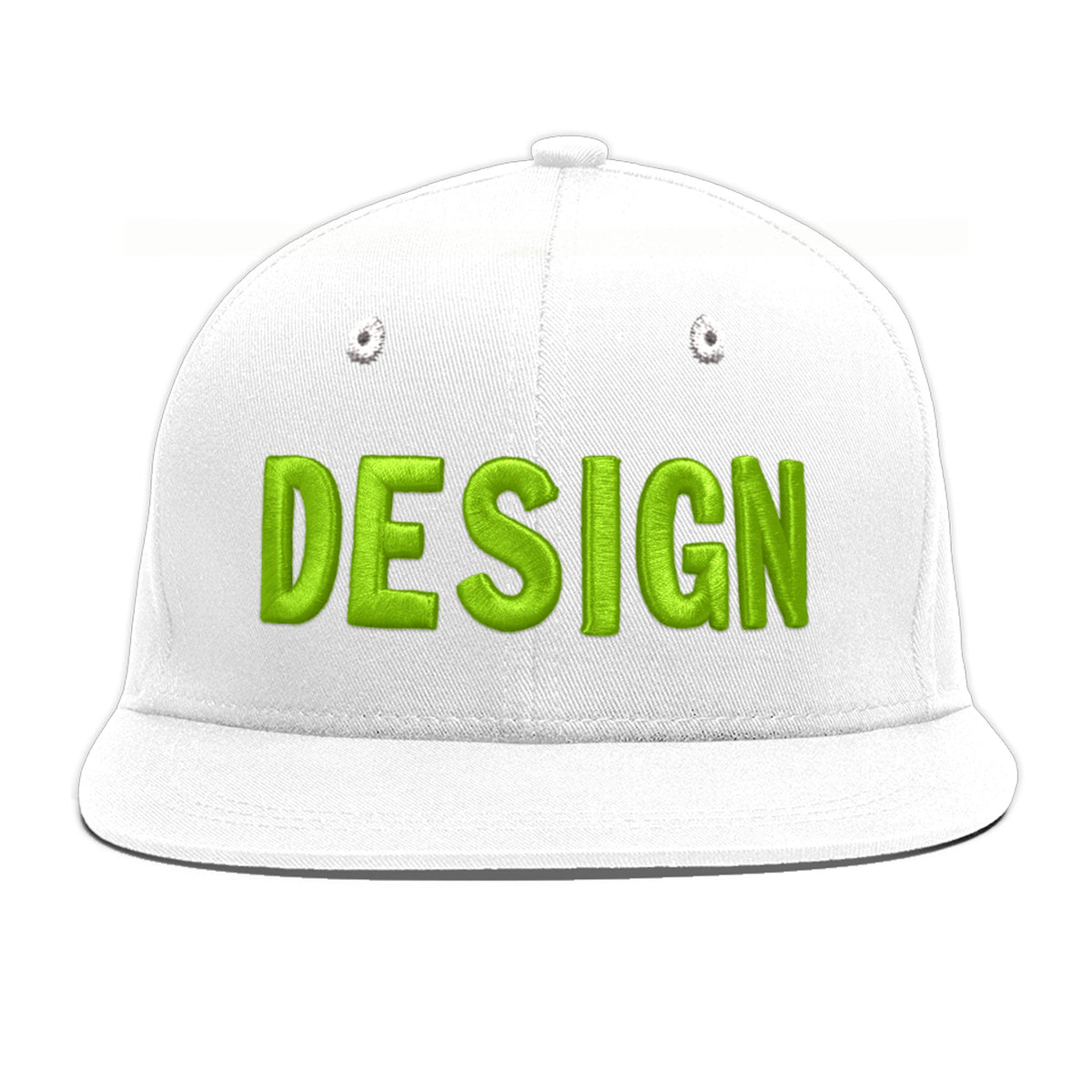Custom White 3D Puff Embroidery Flat Embroidery Casual Sport Baseball Cap