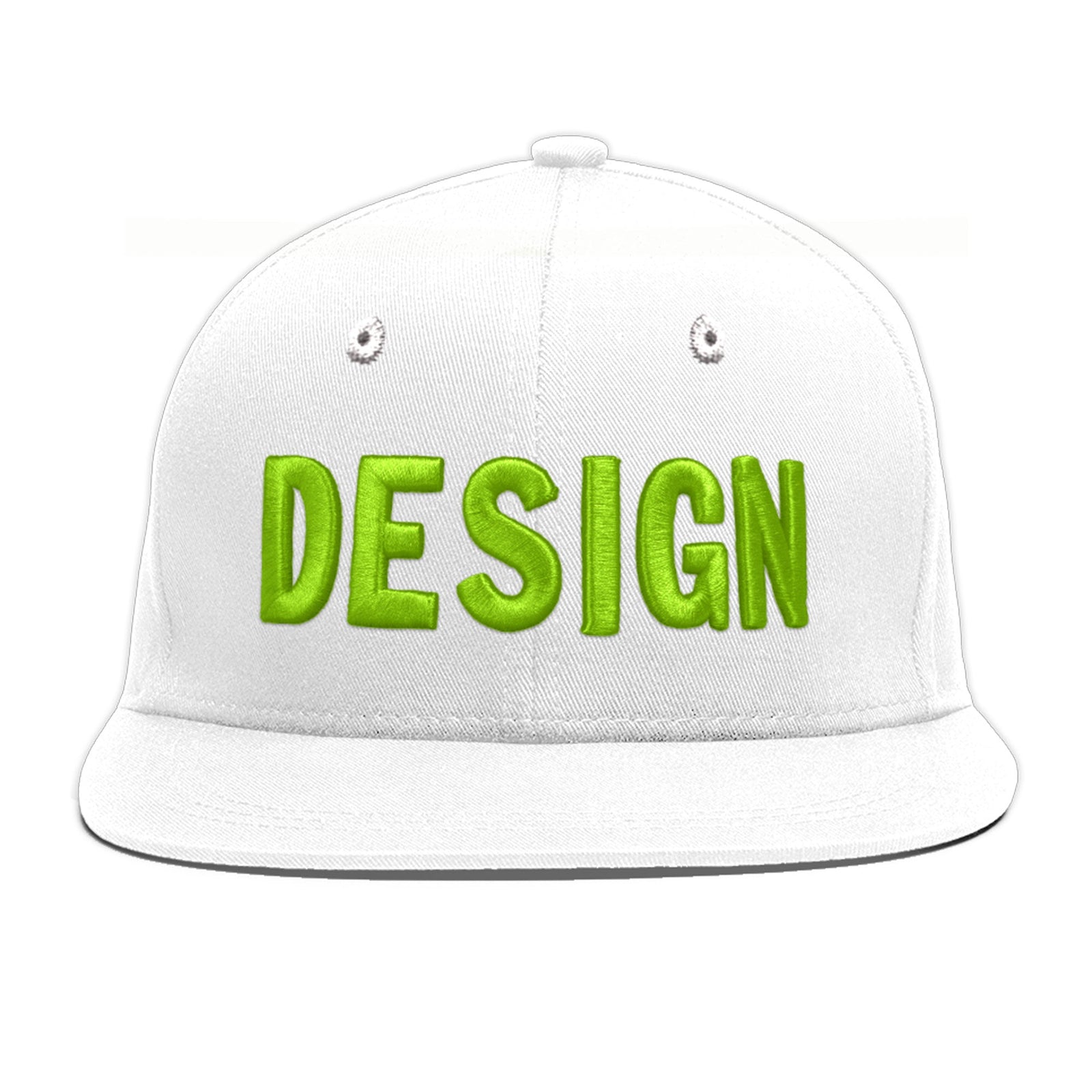 Custom White 3D Puff Embroidery Flat Embroidery Casual Sport Baseball Cap
