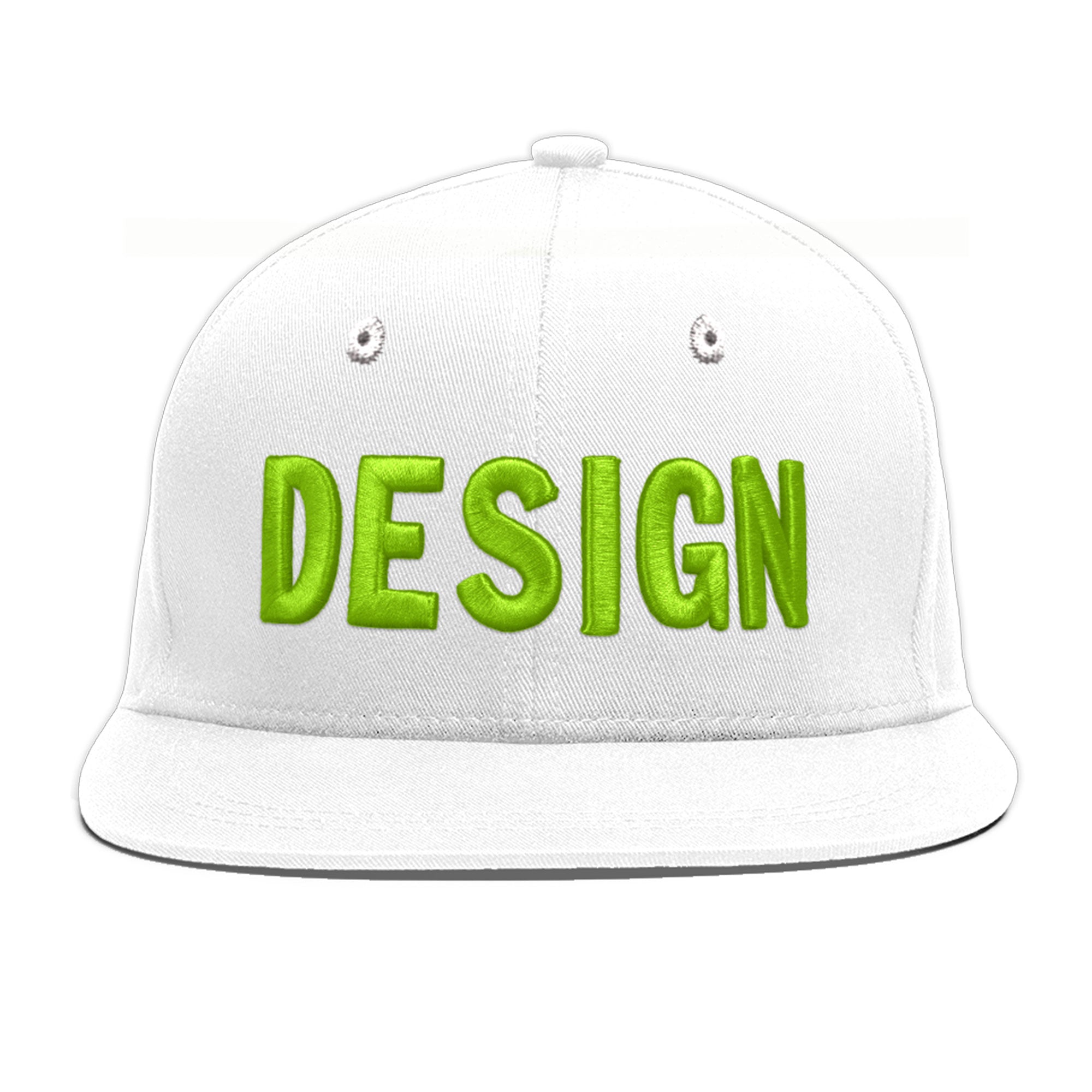 Custom White 3D Puff Embroidery Flat Embroidery Casual Sport Baseball Cap