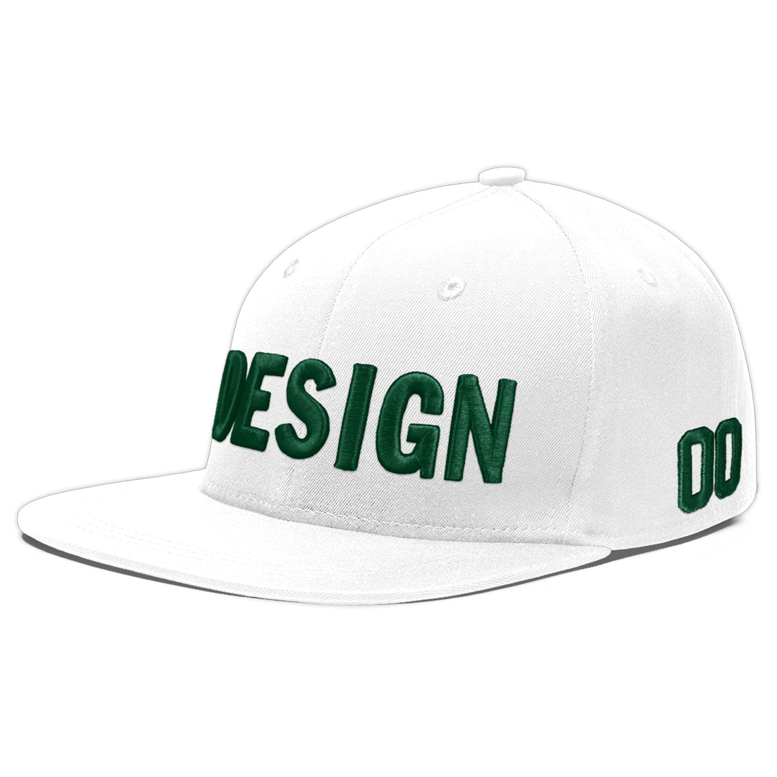 Custom White 3D Puff Embroidery Flat Embroidery Casual Sport Baseball Cap