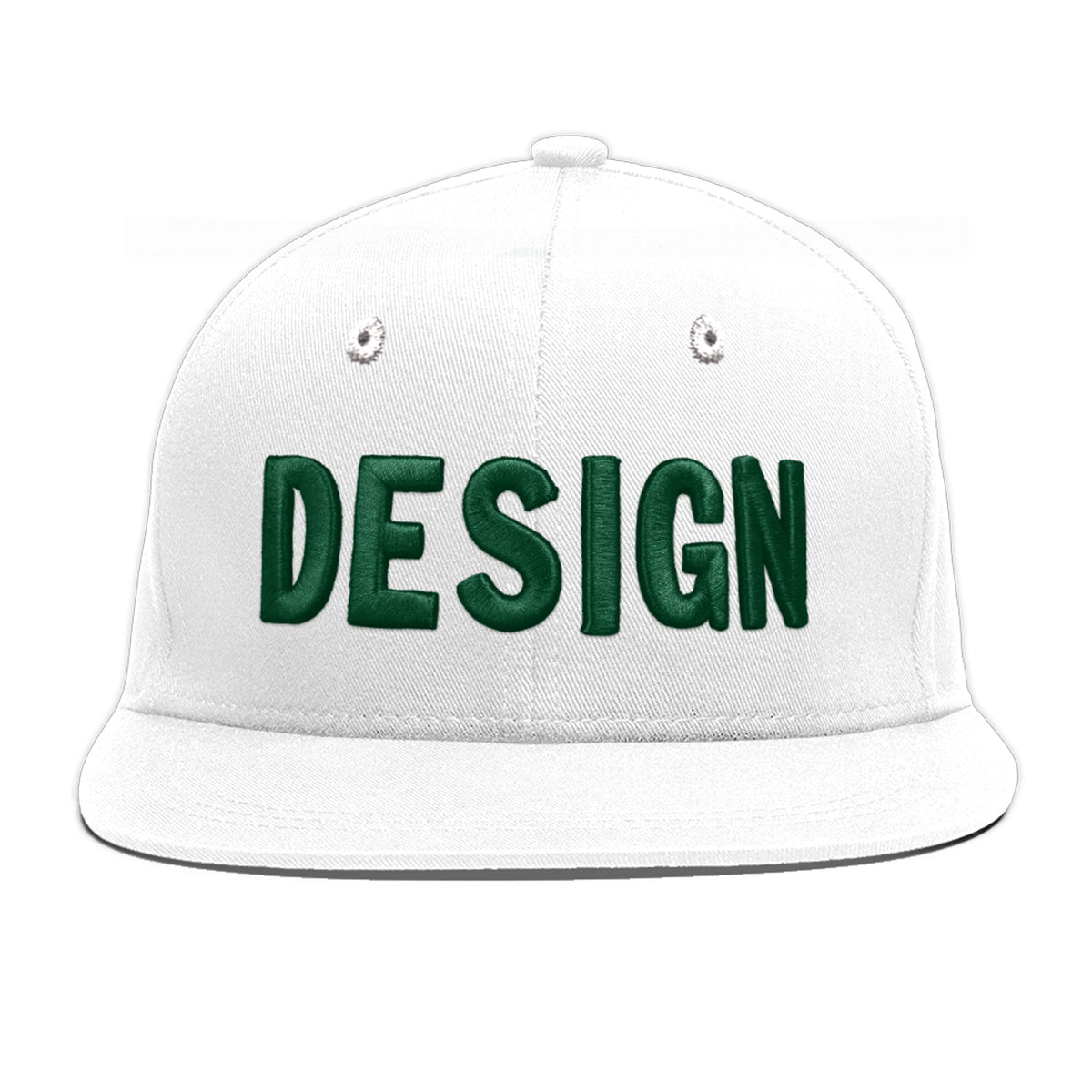 Custom White 3D Puff Embroidery Flat Embroidery Casual Sport Baseball Cap