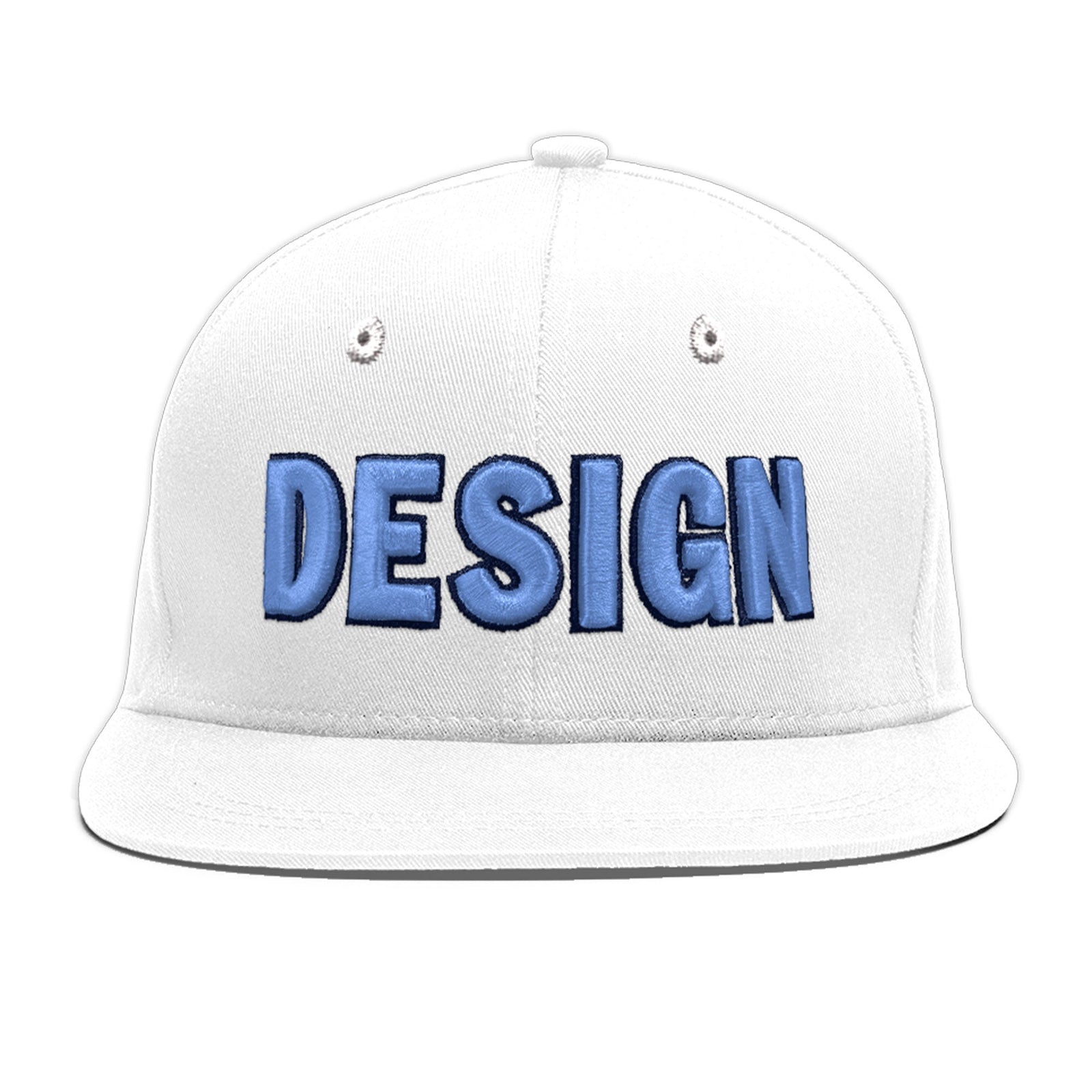 Custom White 3D Puff Embroidery Flat Embroidery Casual Sport Baseball Cap