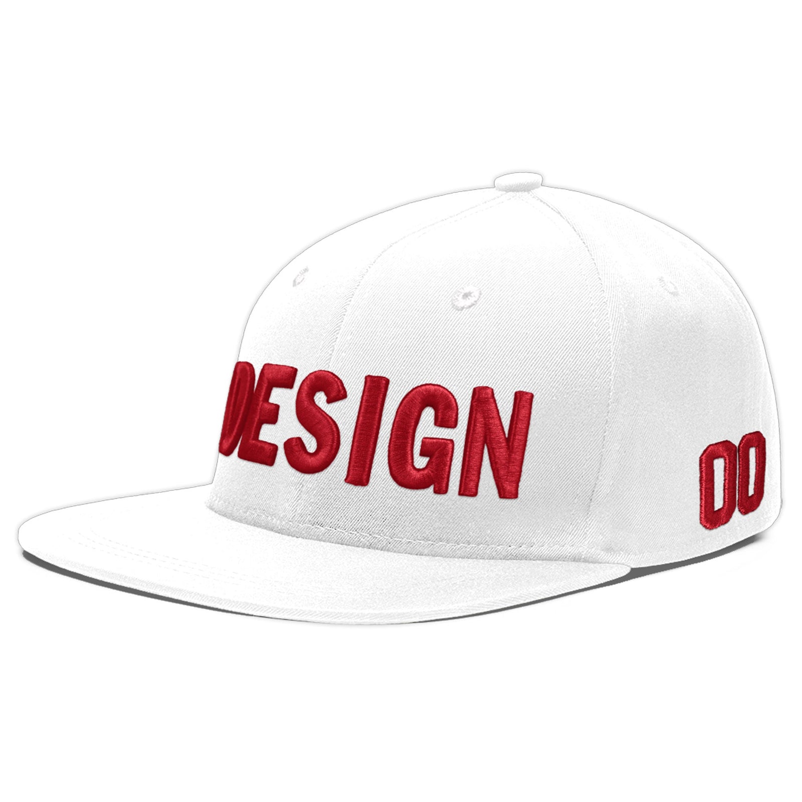 Custom White 3D Puff Embroidery Flat Embroidery Casual Sport Baseball Cap