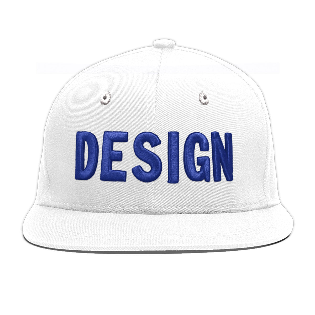 Custom White 3D Puff Embroidery Flat Embroidery Casual Sport Baseball Cap