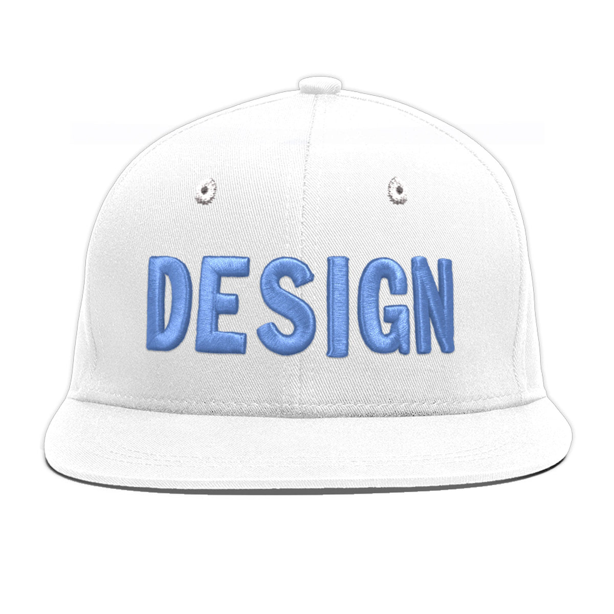 Custom White 3D Puff Embroidery Flat Embroidery Casual Sport Baseball Cap