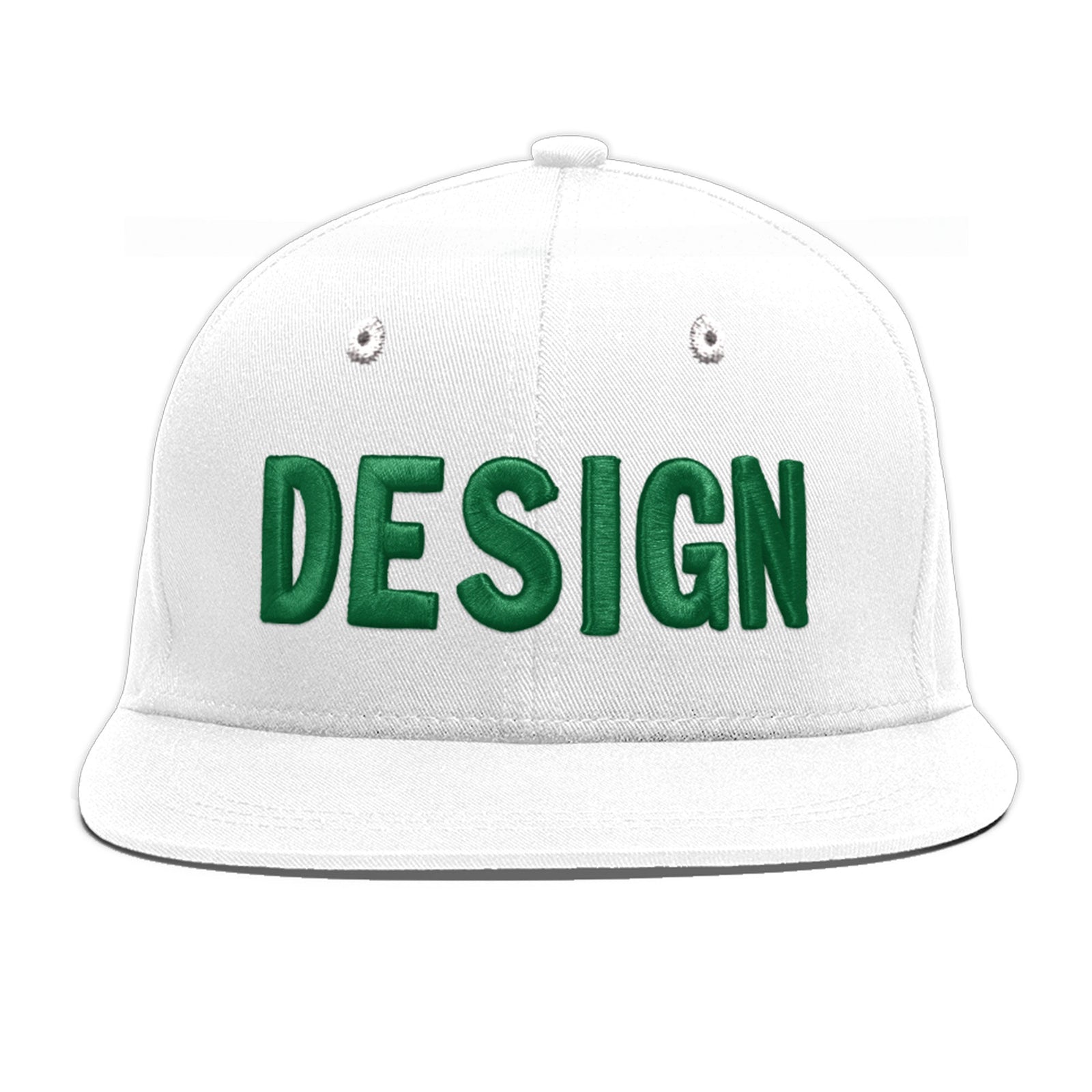 Custom White 3D Puff Embroidery Flat Embroidery Casual Sport Baseball Cap