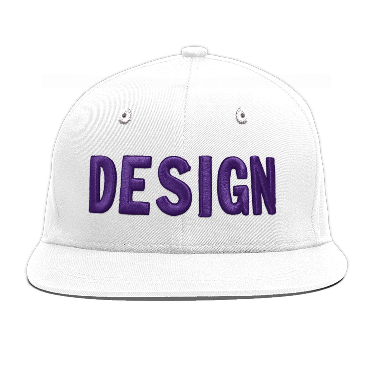 Custom White 3D Puff Embroidery Flat Embroidery Casual Sport Baseball Cap