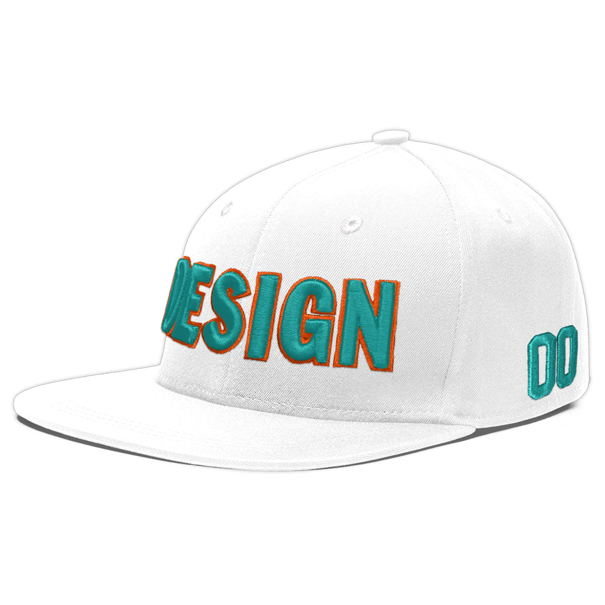 Custom White 3D Puff Embroidery Flat Embroidery Casual Sport Baseball Cap