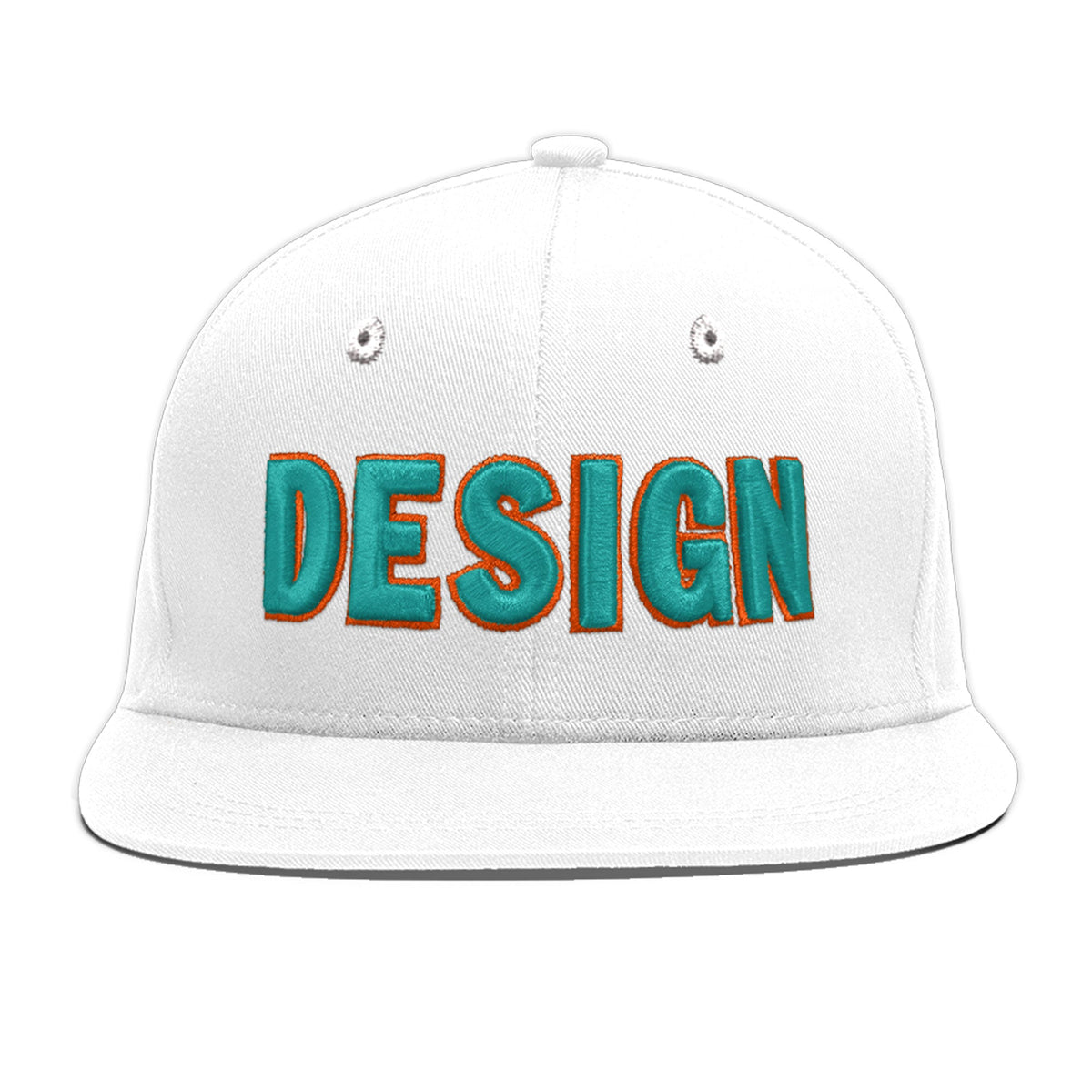 Custom White 3D Puff Embroidery Flat Embroidery Casual Sport Baseball Cap