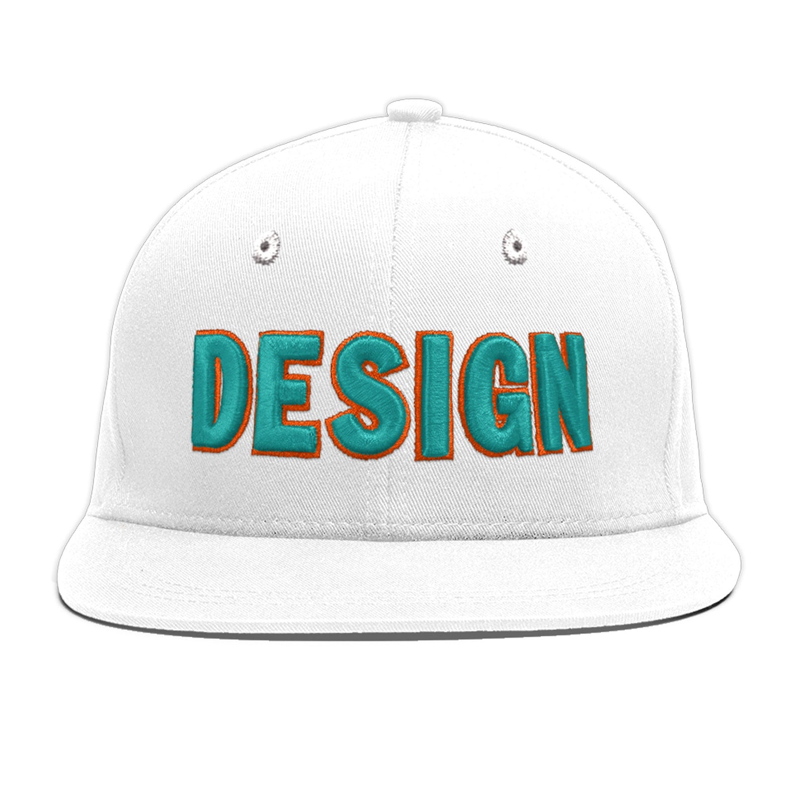 Custom White 3D Puff Embroidery Flat Embroidery Casual Sport Baseball Cap