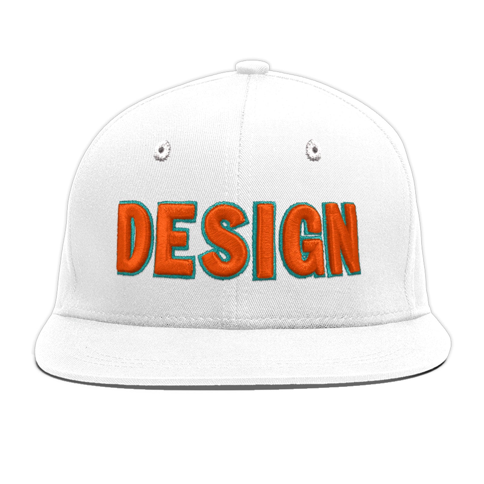 Custom White 3D Puff Embroidery Flat Embroidery Casual Sport Baseball Cap
