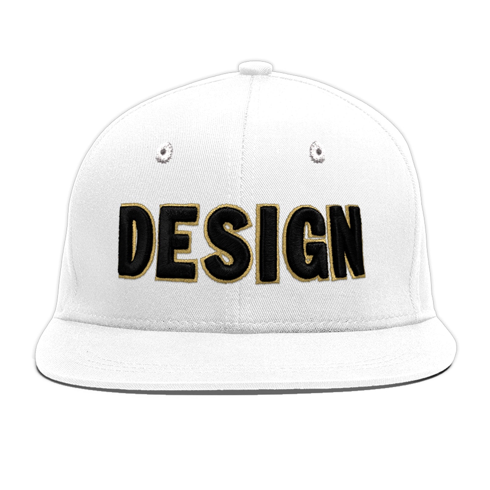 Custom White 3D Puff Embroidery Flat Embroidery Casual Sport Baseball Cap