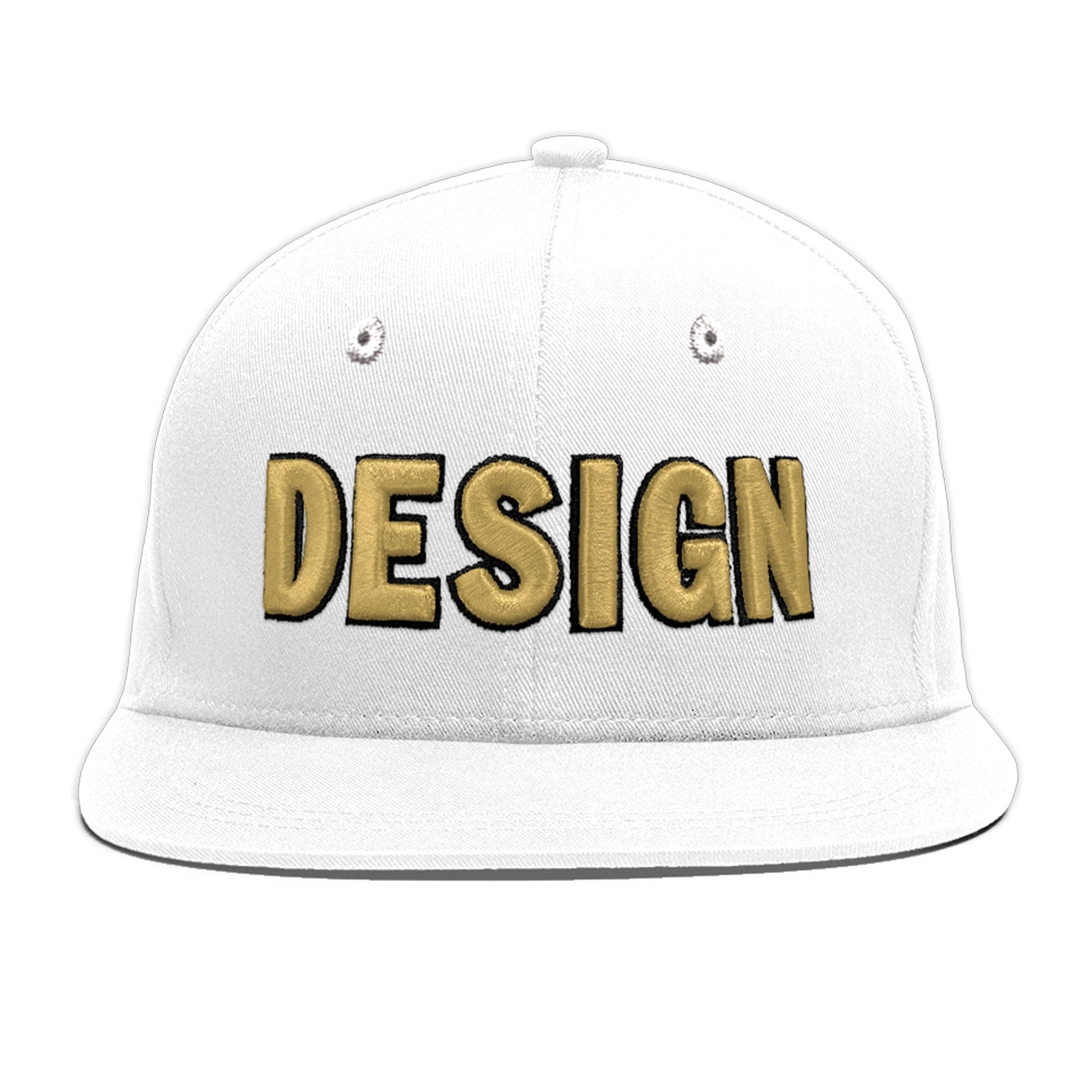 Custom White 3D Puff Embroidery Flat Embroidery Casual Sport Baseball Cap