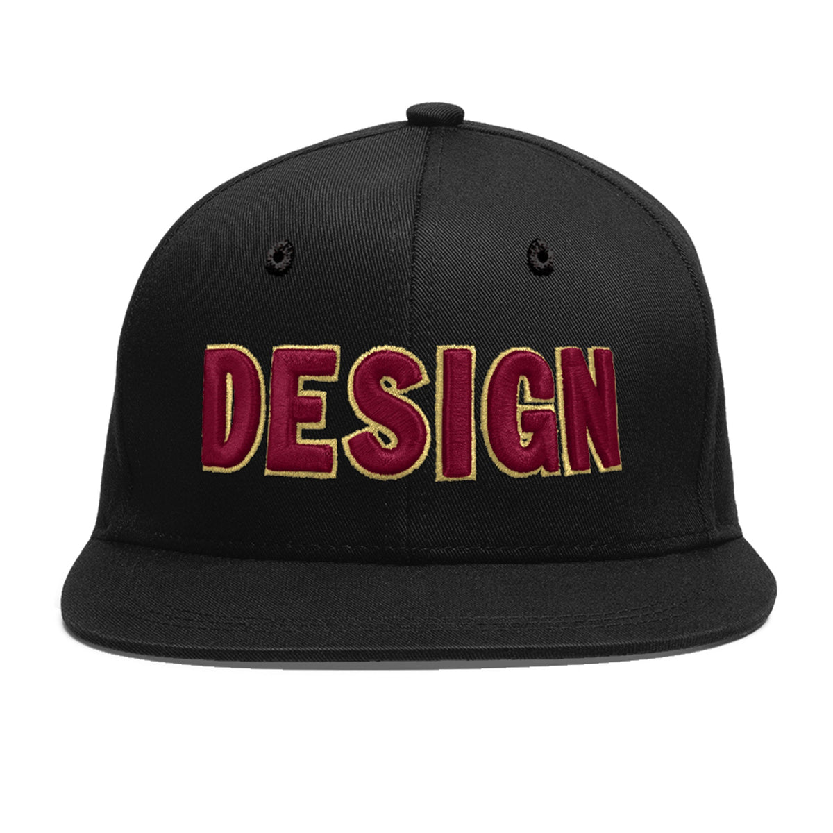 Custom Black 3D Puff Embroidery Flat Embroidery Casual Sport Baseball Cap