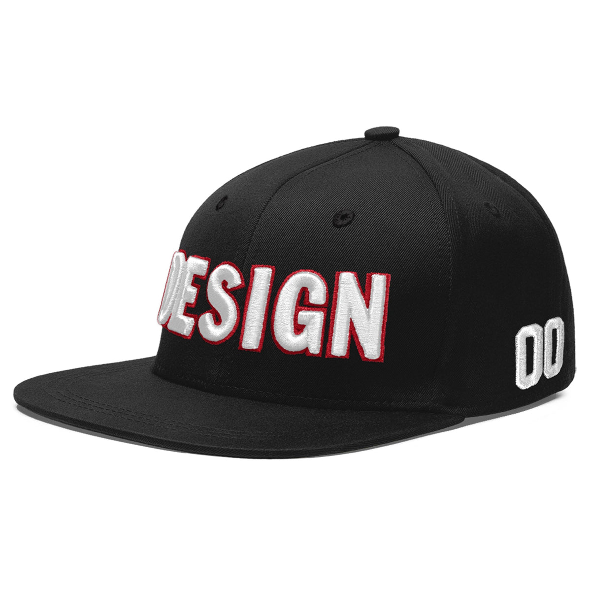Custom Black 3D Puff Embroidery Flat Embroidery Casual Sport Baseball Cap