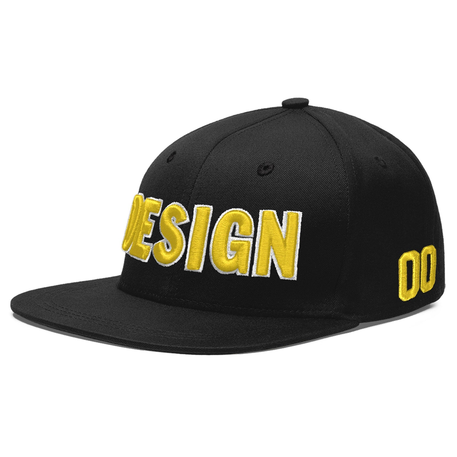 Custom Black 3D Puff Embroidery Flat Embroidery Casual Sport Baseball Cap
