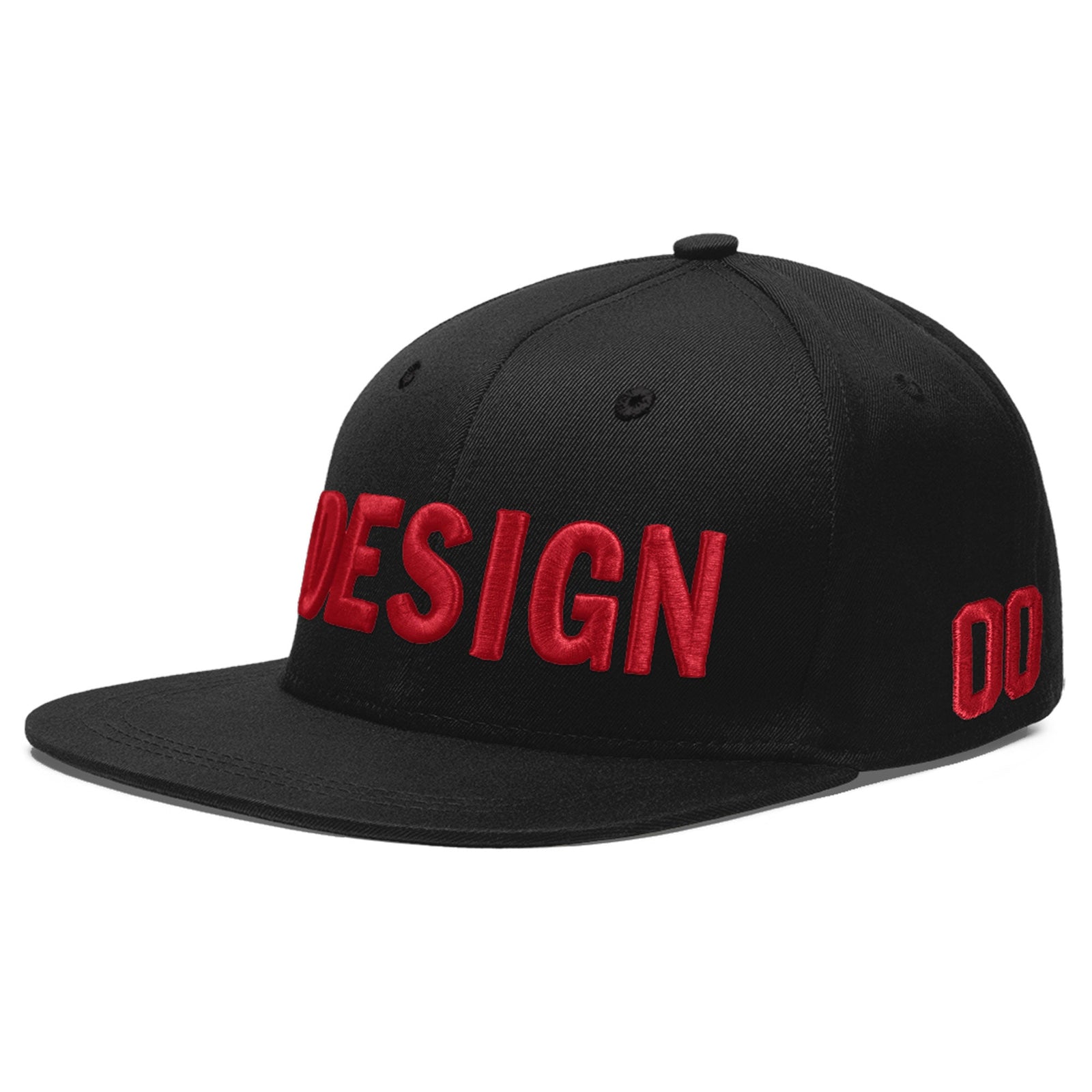 Custom Black 3D Puff Embroidery Flat Embroidery Casual Sport Baseball Cap
