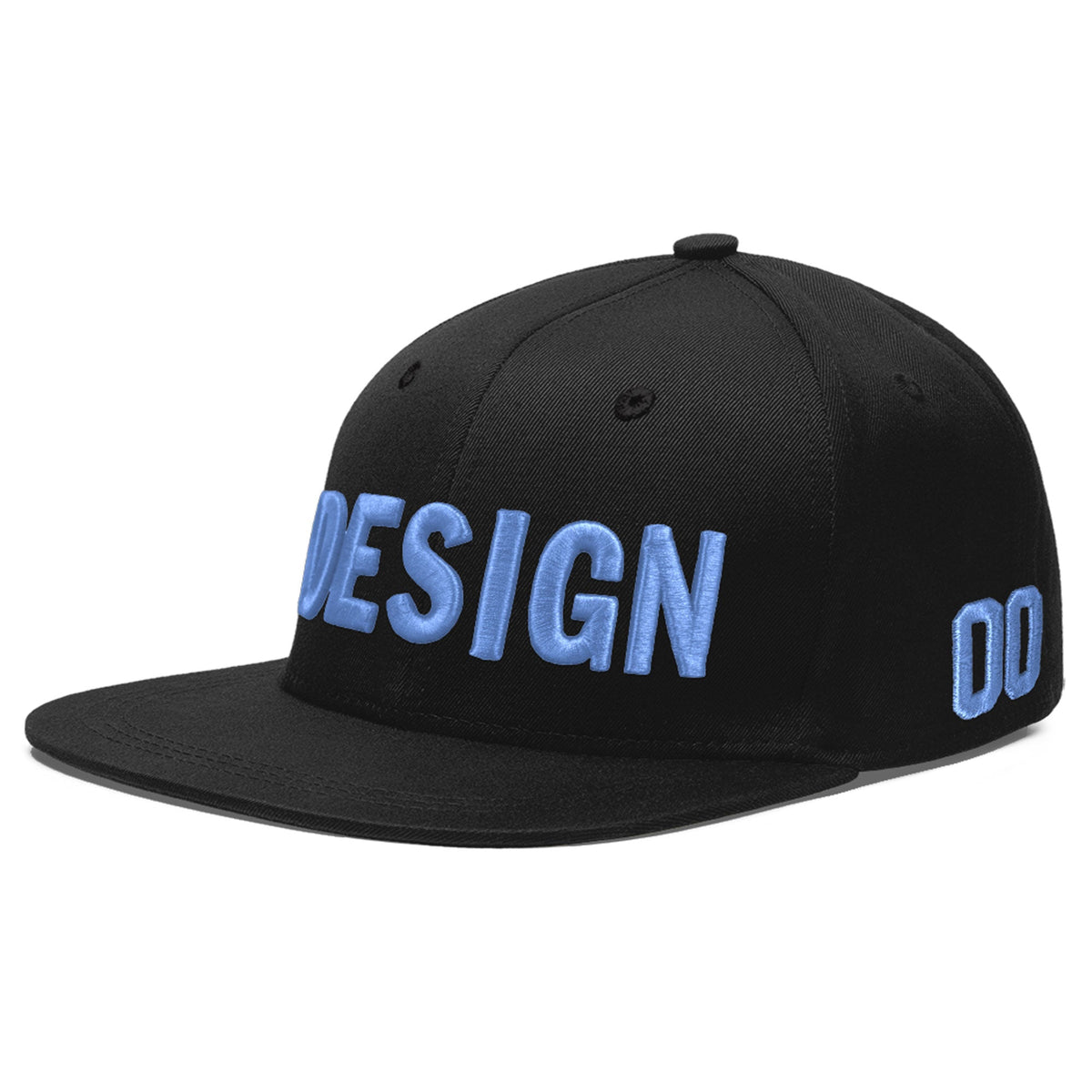 Custom Black 3D Puff Embroidery Flat Embroidery Casual Sport Baseball Cap