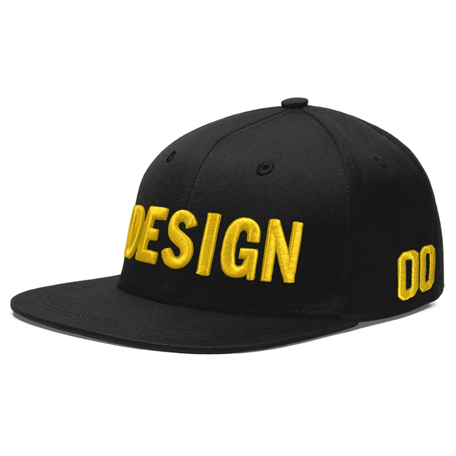 Custom Black 3D Puff Embroidery Flat Embroidery Casual Sport Baseball Cap