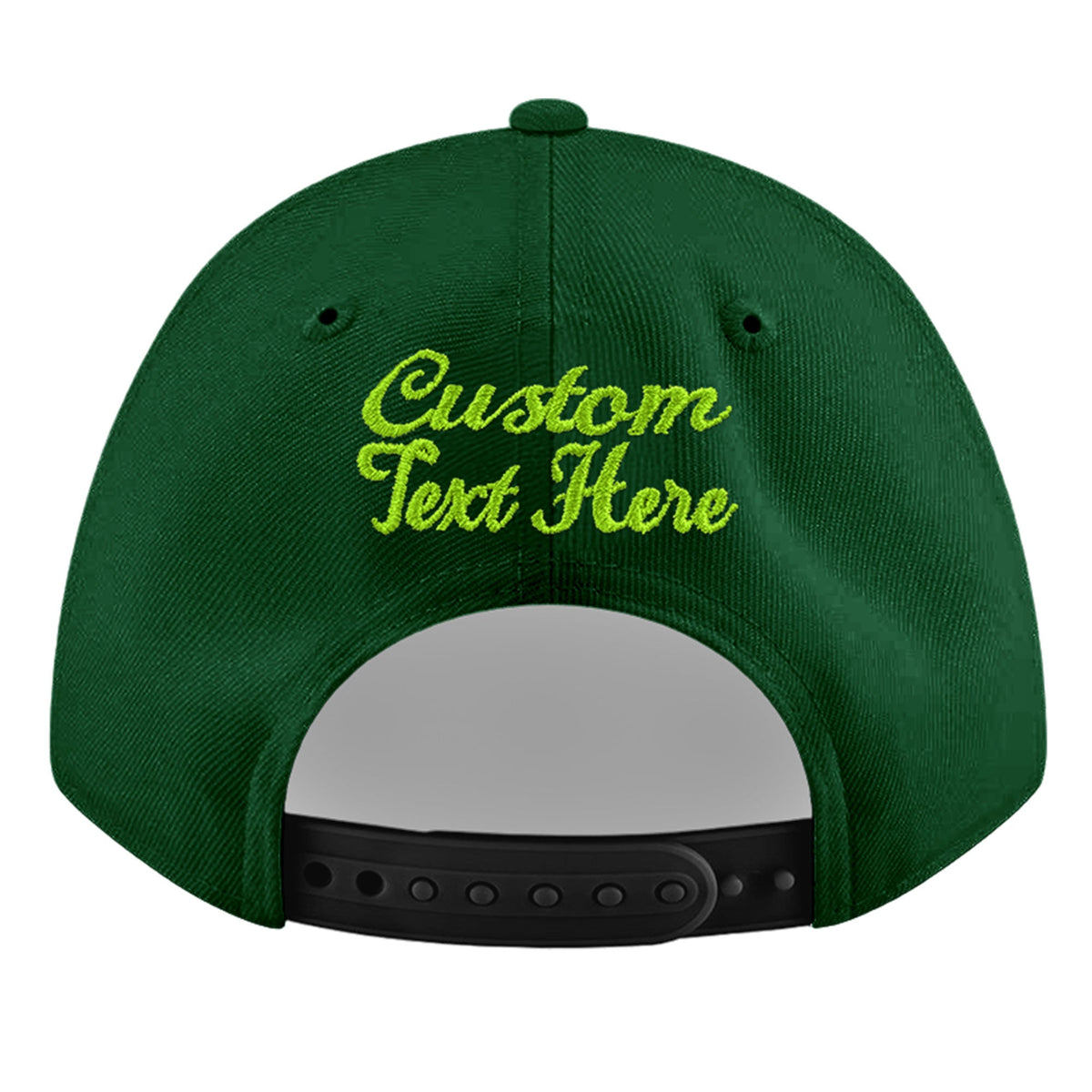 Custom Green 3D Puff Embroidery Flat Embroidery Casual Sport Baseball Cap