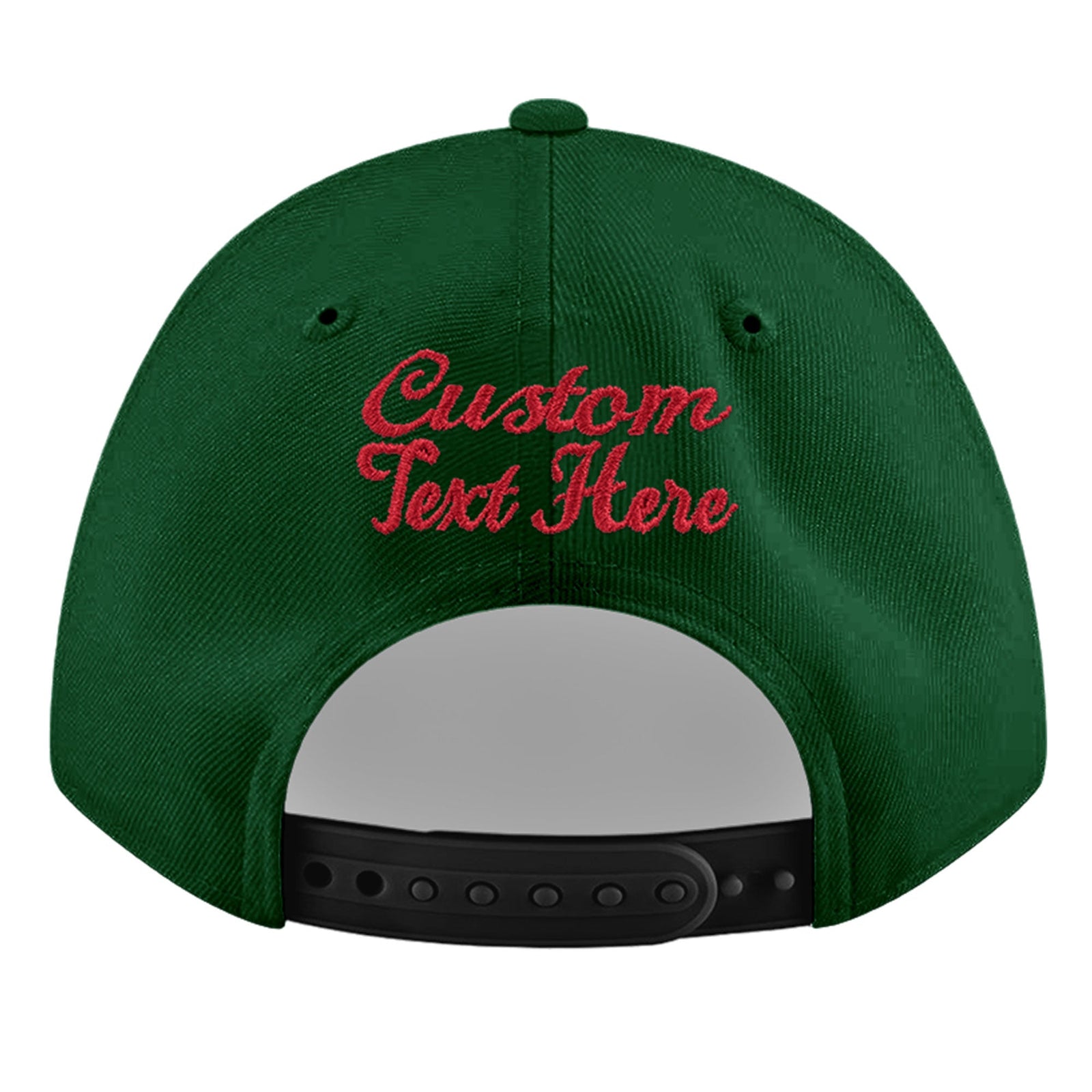 Custom Green 3D Puff Embroidery Flat Embroidery Casual Sport Baseball Cap