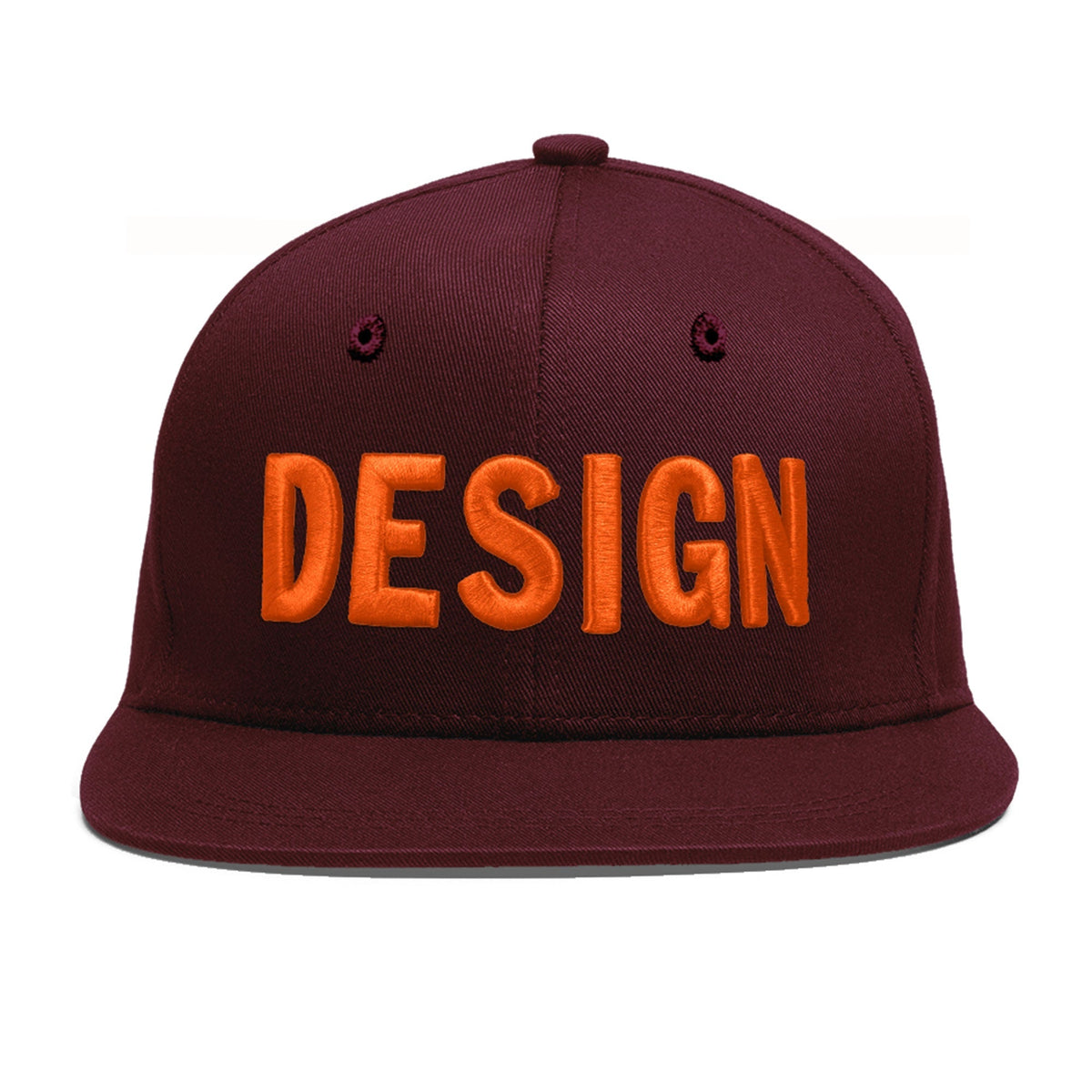 Custom Burgundy 3D Puff Embroidery Flat Embroidery Casual Sport Baseball Cap