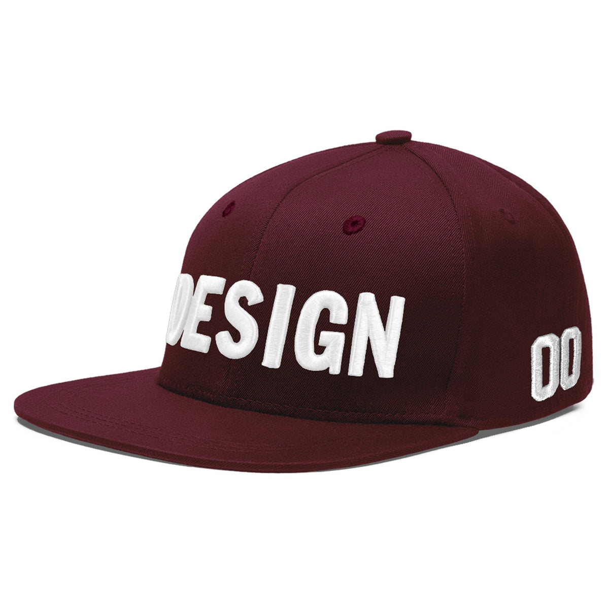 Custom Burgundy 3D Puff Embroidery Flat Embroidery Casual Sport Baseball Cap