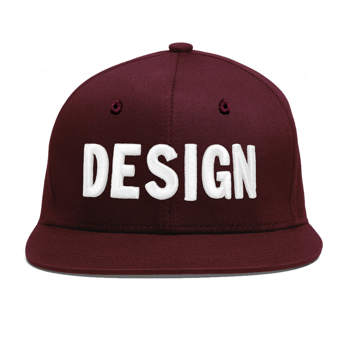 Custom Burgundy 3D Puff Embroidery Flat Embroidery Casual Sport Baseball Cap