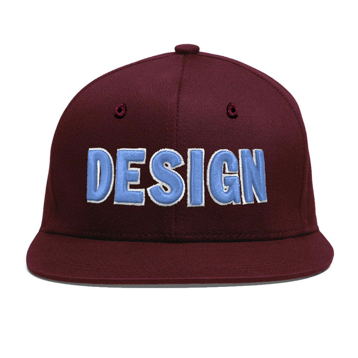 Custom Burgundy 3D Puff Embroidery Flat Embroidery Casual Sport Baseball Cap