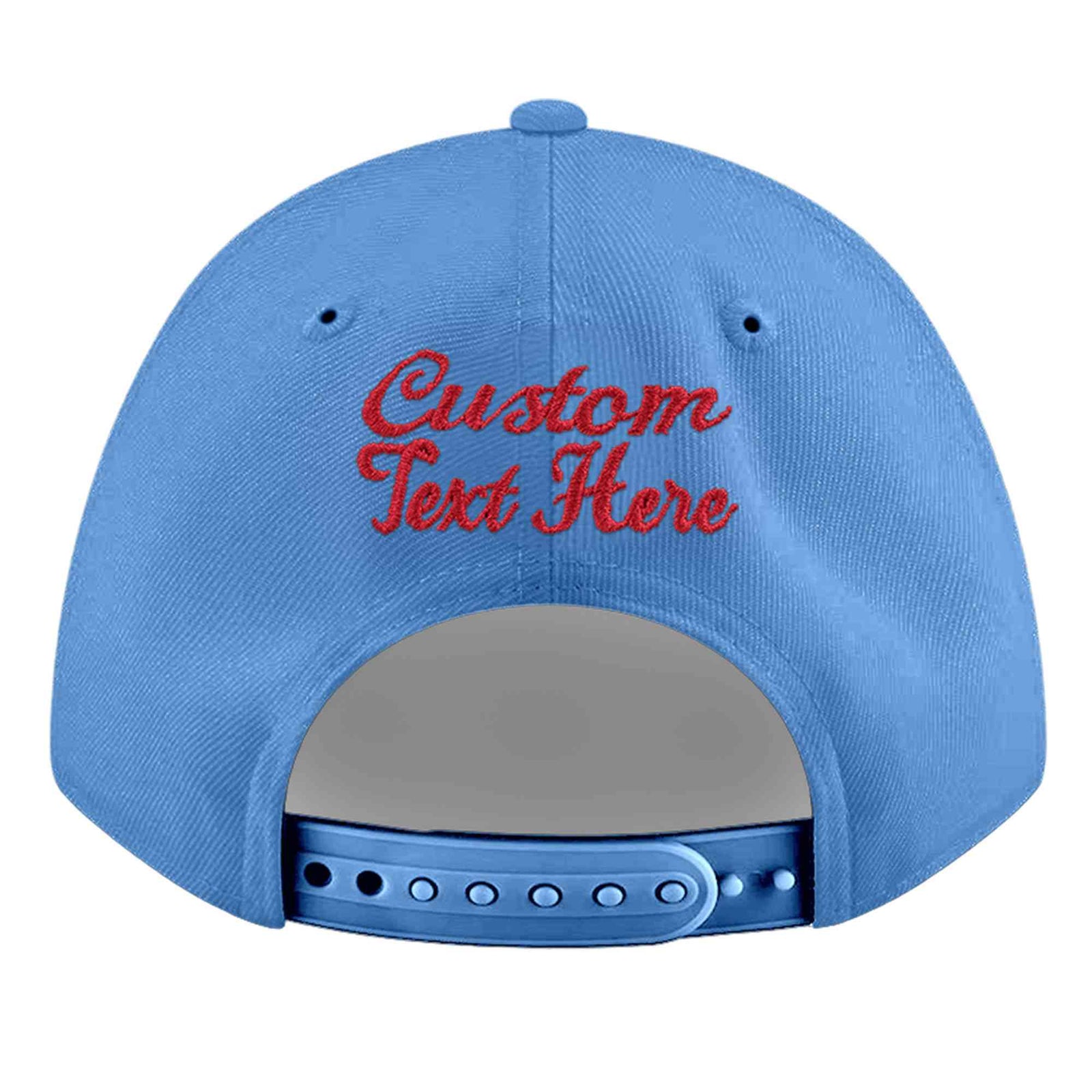 Custom Powder Blue 3D Puff Embroidery Flat Embroidery Casual Sport Baseball Cap
